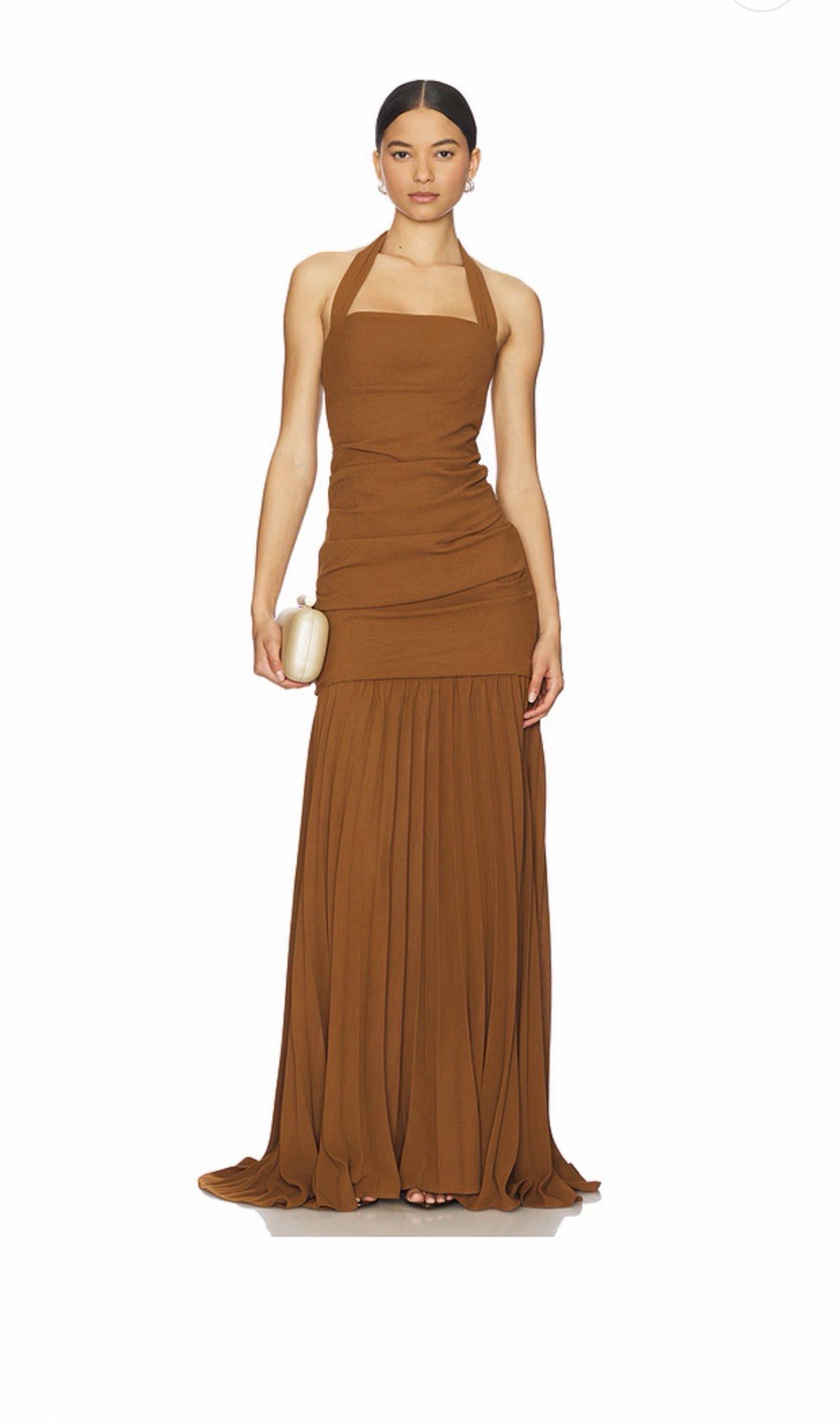 DELFI COLLECTIVE Delilah long Dress halterneck pleated skirt size S NWT $428msrp