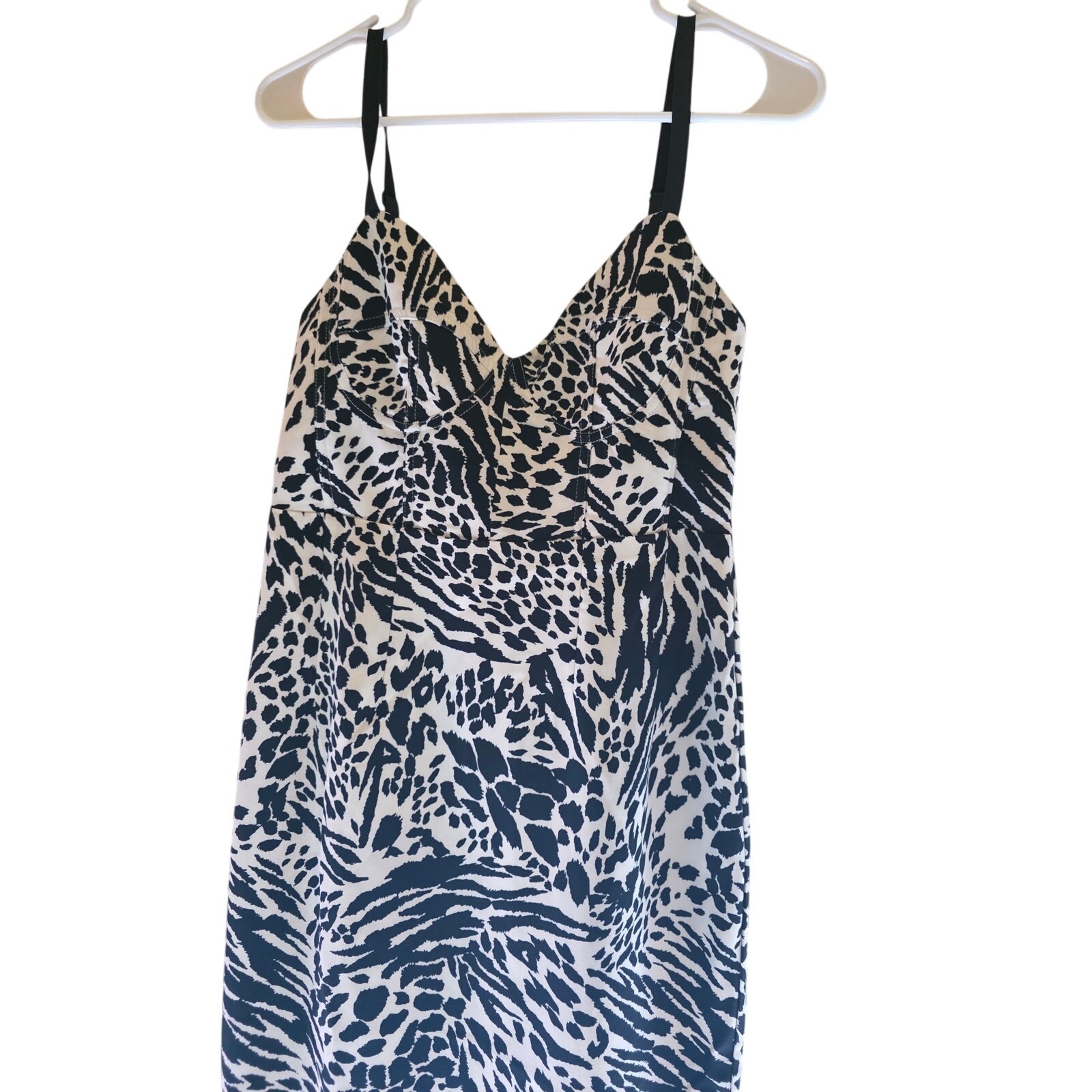 Sergio Hudson Target Midi Dress S Womens Black White Back Zip V Neck