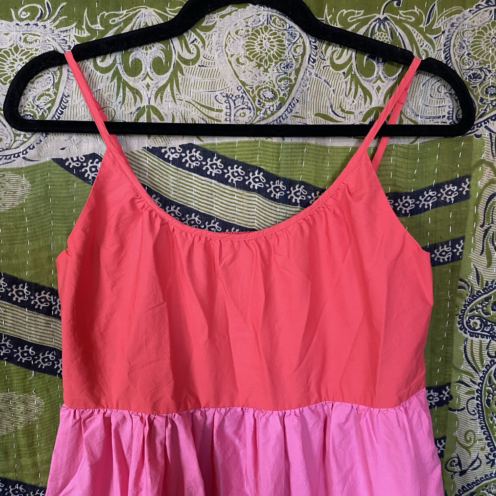 Boden Red/ Pink/ Blue/ Green Colorblock Trapeze Cotton Maxi Dress Size 6 Petite