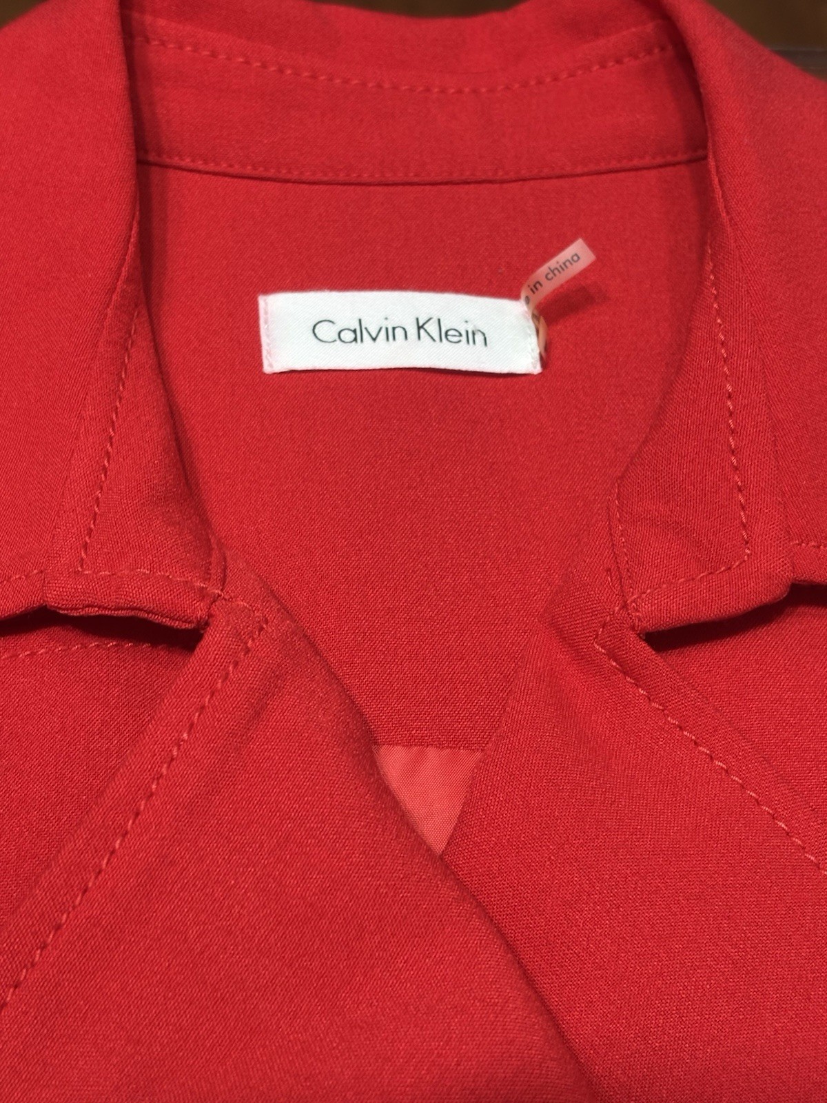 Calvin Klein Red Double Breasted Trench Dress with Belt Size S