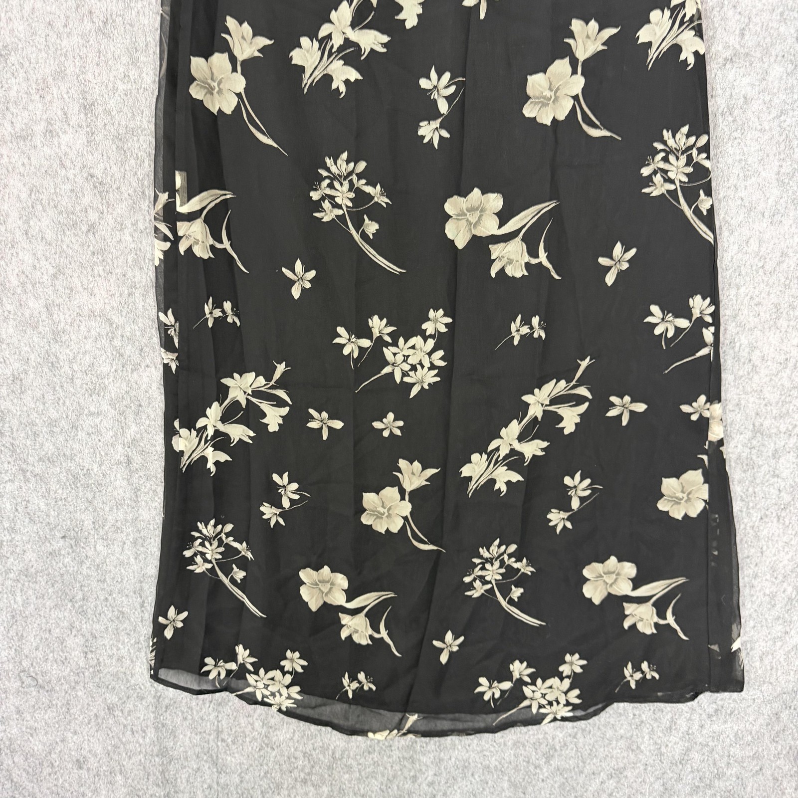 Vintage Amanda Smith Dress Womens 8 Black Floral Chiffon Maxi Tank 90s Y2K