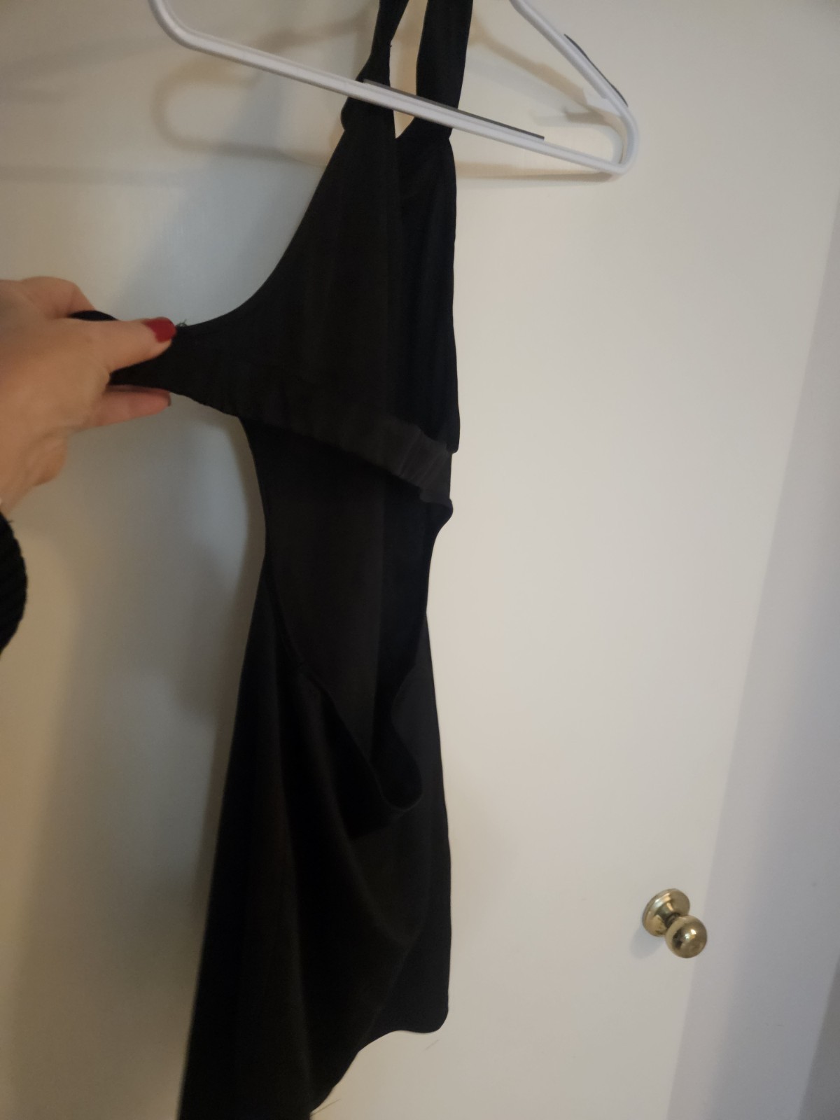 Elegant Black Low Back Dress In Small High Neck Size S