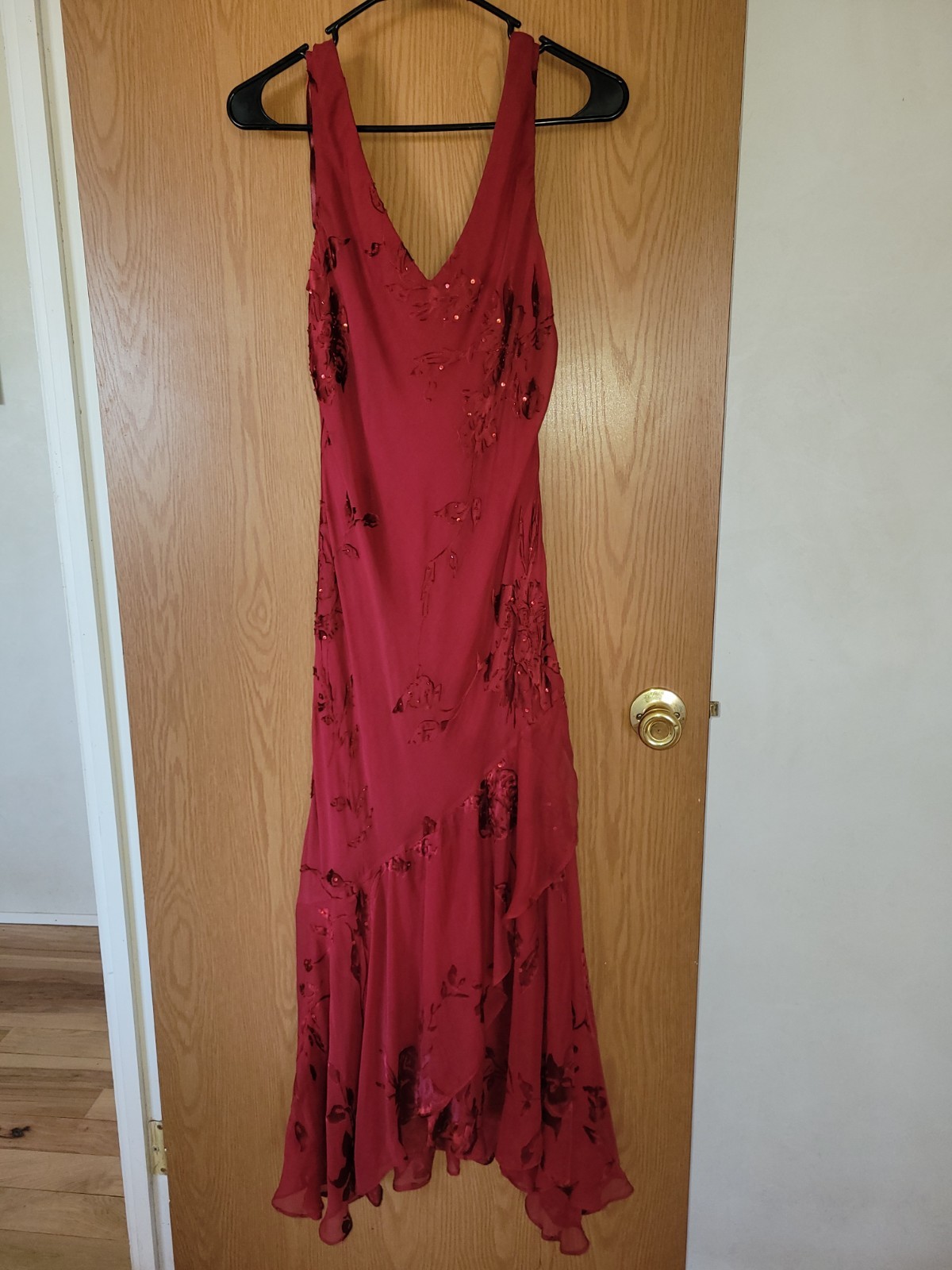 Alex Evenings Embellished Beaded Fuscia Red Evening Dress SIZE 8