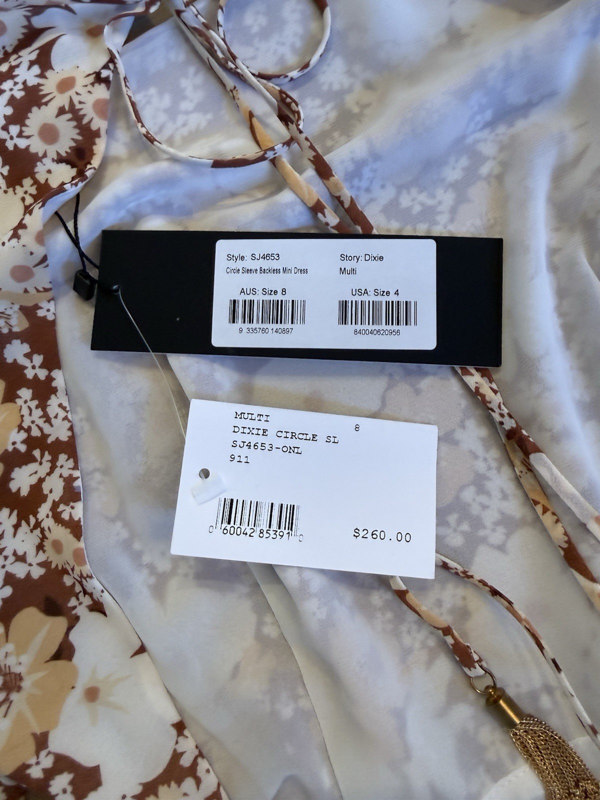 Shona Joy Circle Sleeve Backless Mini Dress Floral Size 4 NEW! $260.00