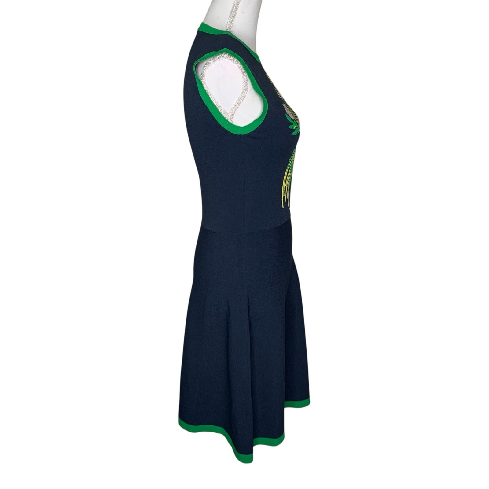 Christopher Kane Floral Graphic Knit Fit & Flare Dress Blue Green Size S Italy