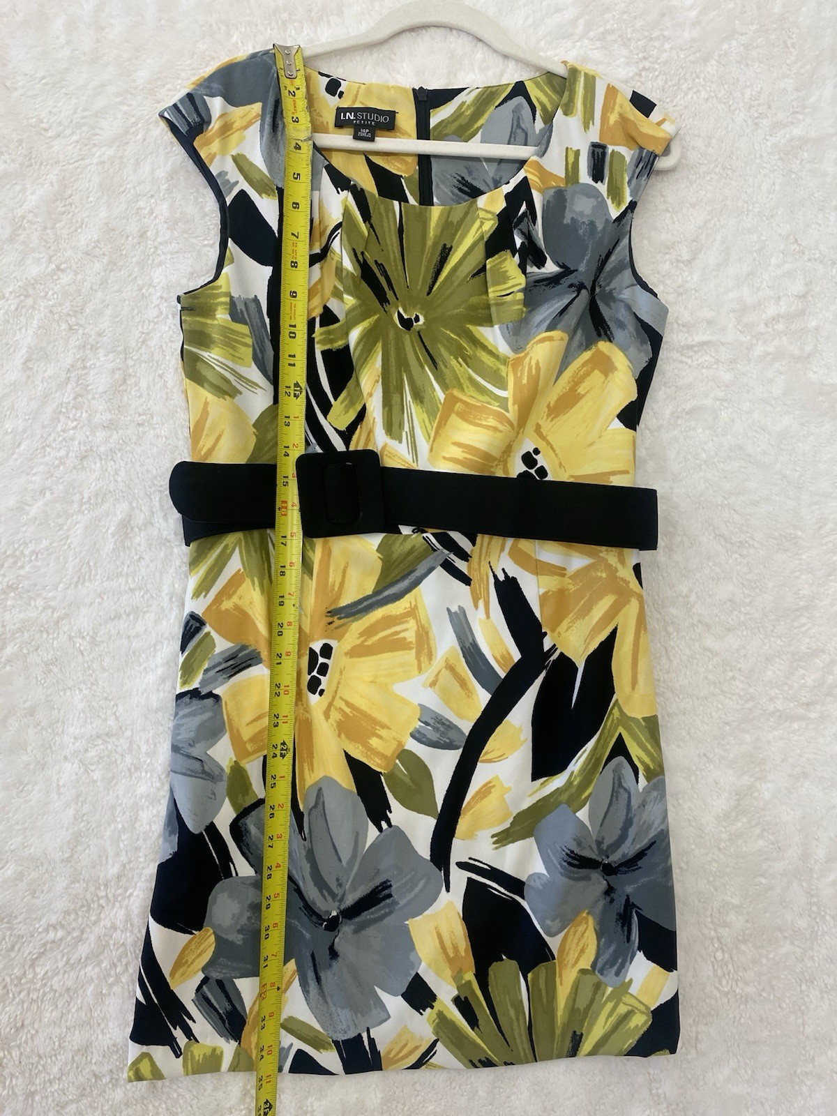Womens Tropical Floral Sleeveless Sheath Dress Size 14 Petite Summer Chic