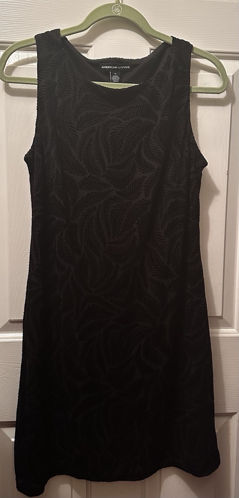 American Living/Ralph Lauren dress Size 12 black-on-black leaf burnout velvet