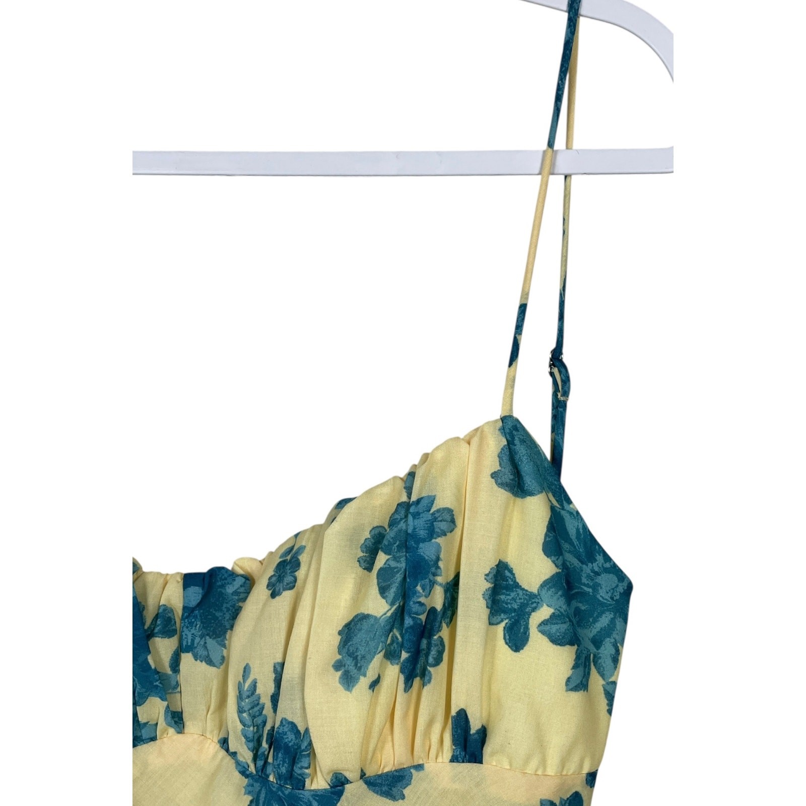 Billy J Margie Midi Dress Yellow Blue Floral Size 14 Romantic Wedding Guest