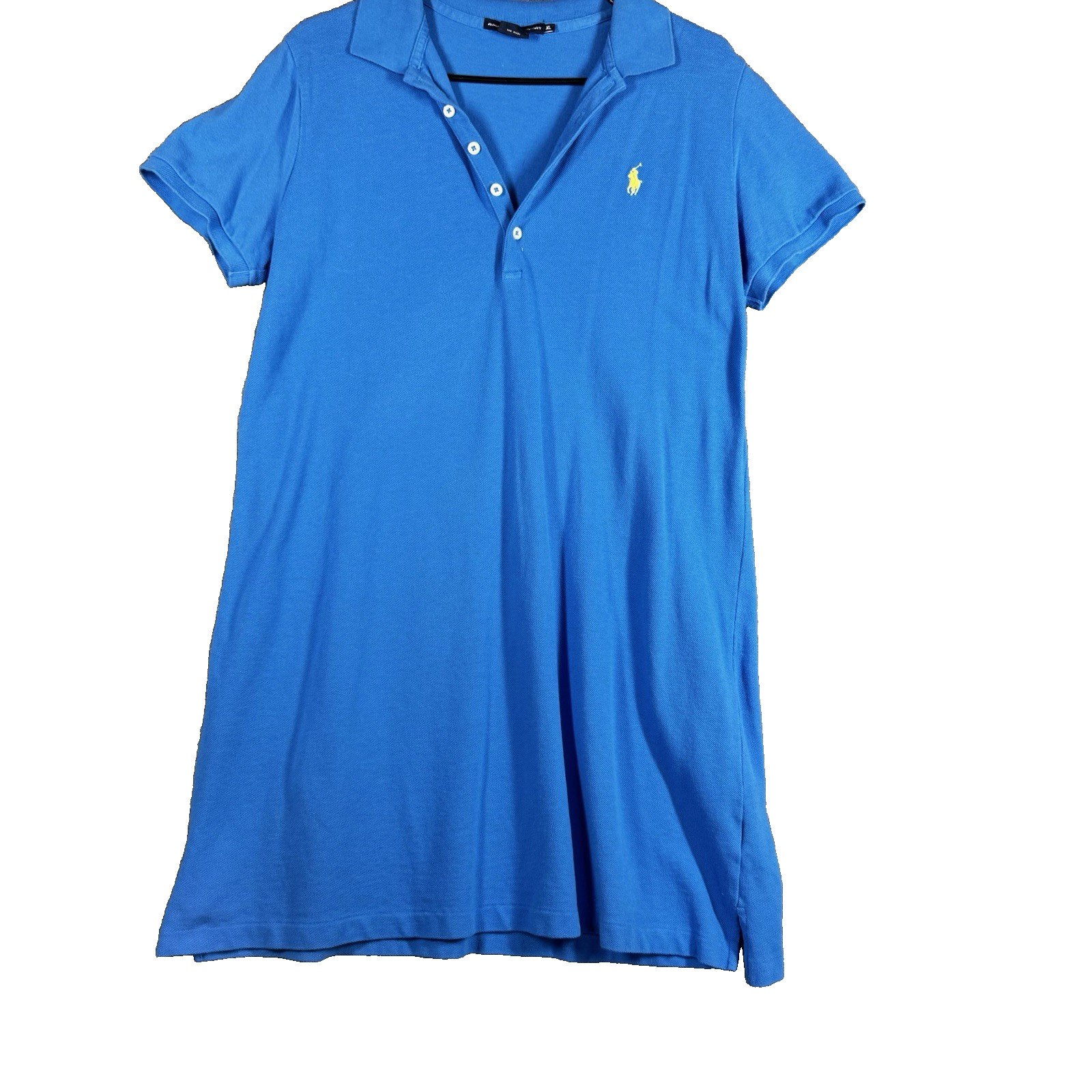 Ralph Lauren Sport Women’s Blue Polo Shirt Dress XL Yellow Pony Cotton Classic