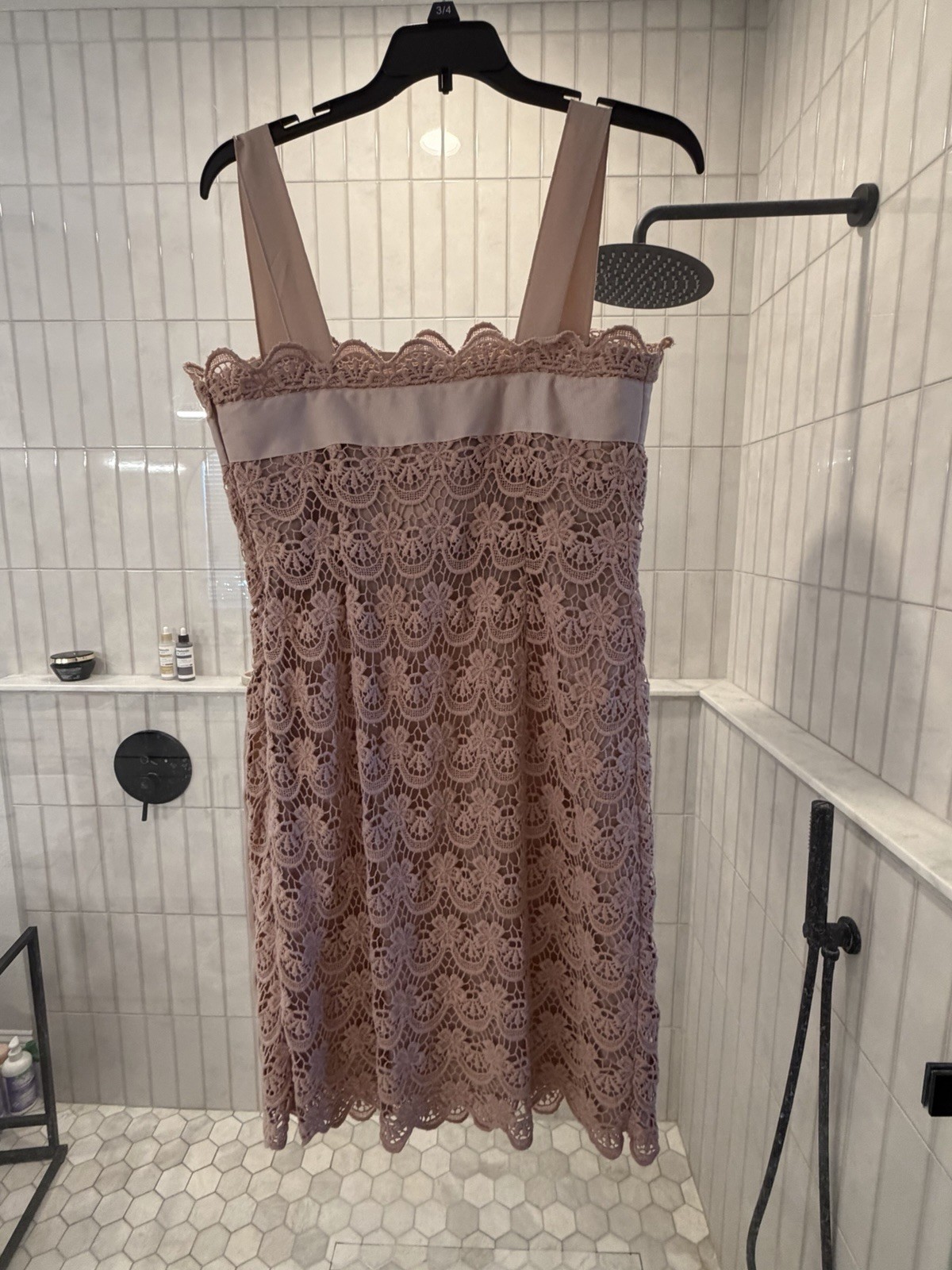 Aeffe Pink Solid Lace Trim Lined Square Neck Sheath Dress Zip Knee 40