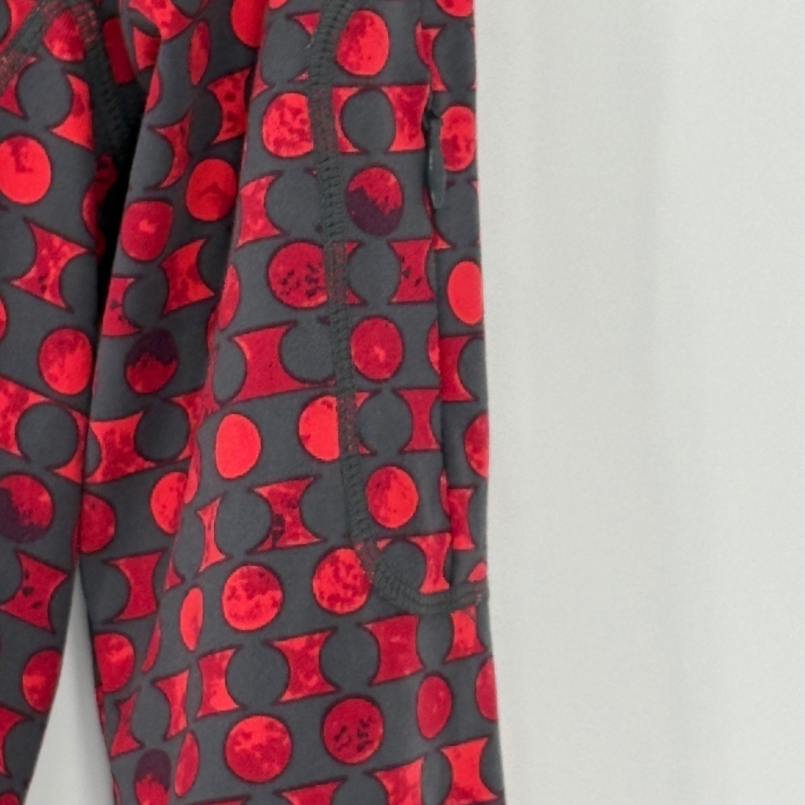 Title Nine Dream Dress Small Red Grey Geometric Dot 1/4 Zip Long Sleeve