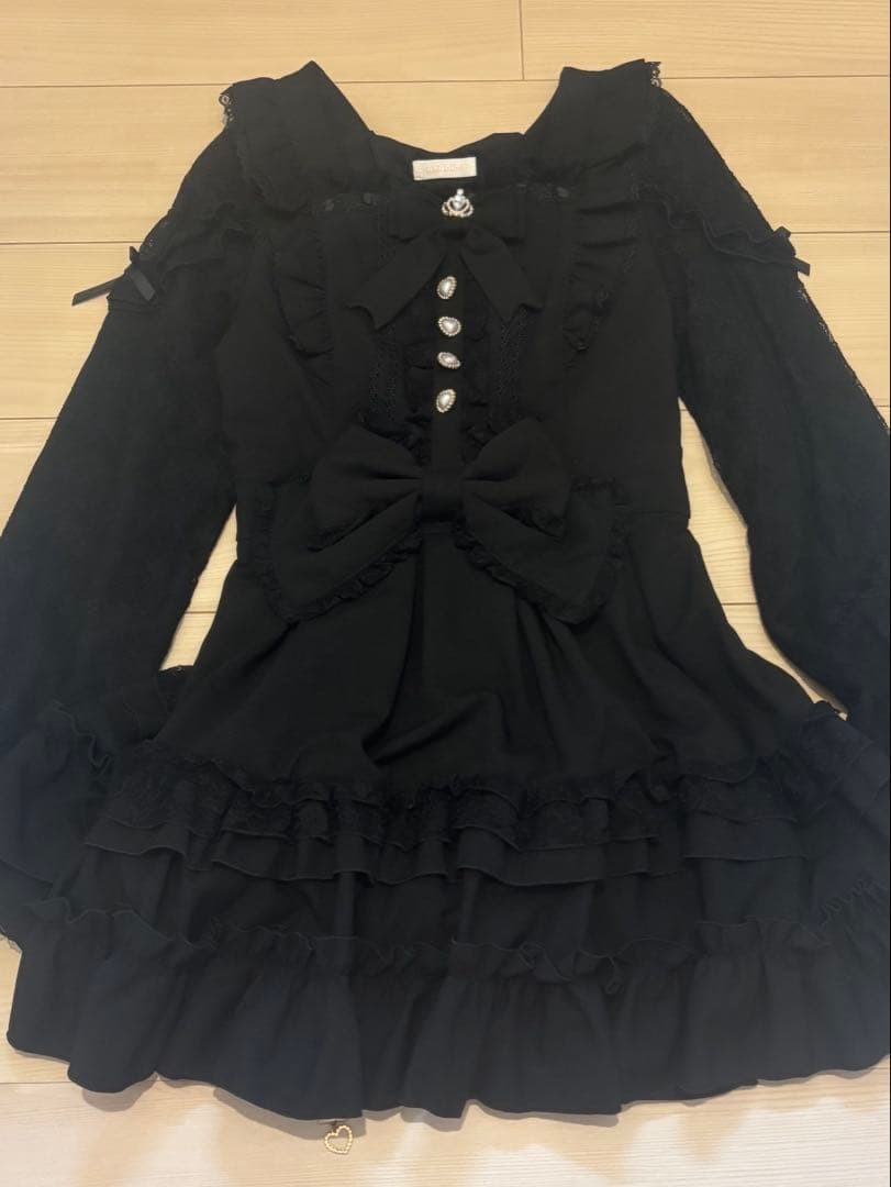 LIZ LISA Tiara Ribbon Tiered Dress Black 6149