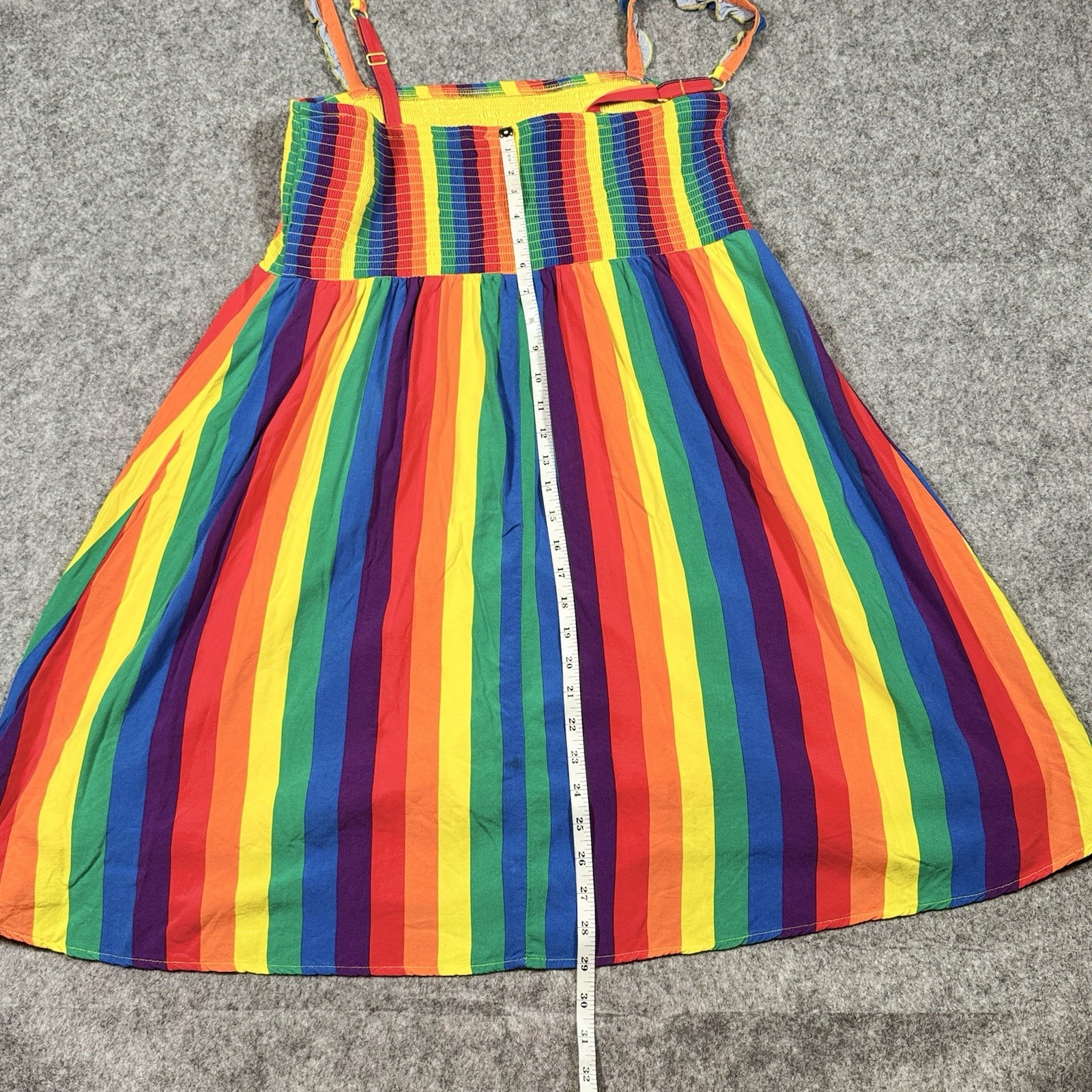 Torrid 2 (2X 18/20) Rainbow Striped Challis Smocked Mini Tank Dress Pride Punk