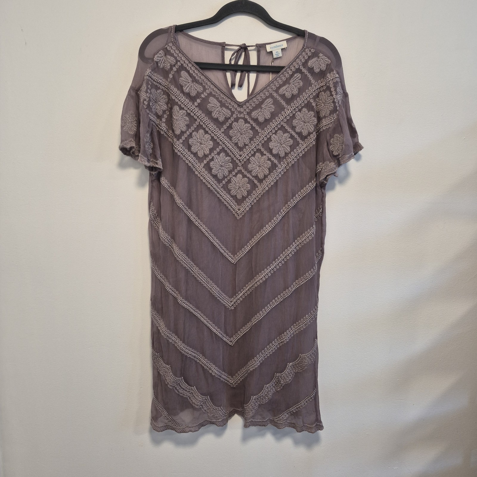 Sundance Violette Mini Dress Lavender Embroidered Sheer With Slip Size S Petite
