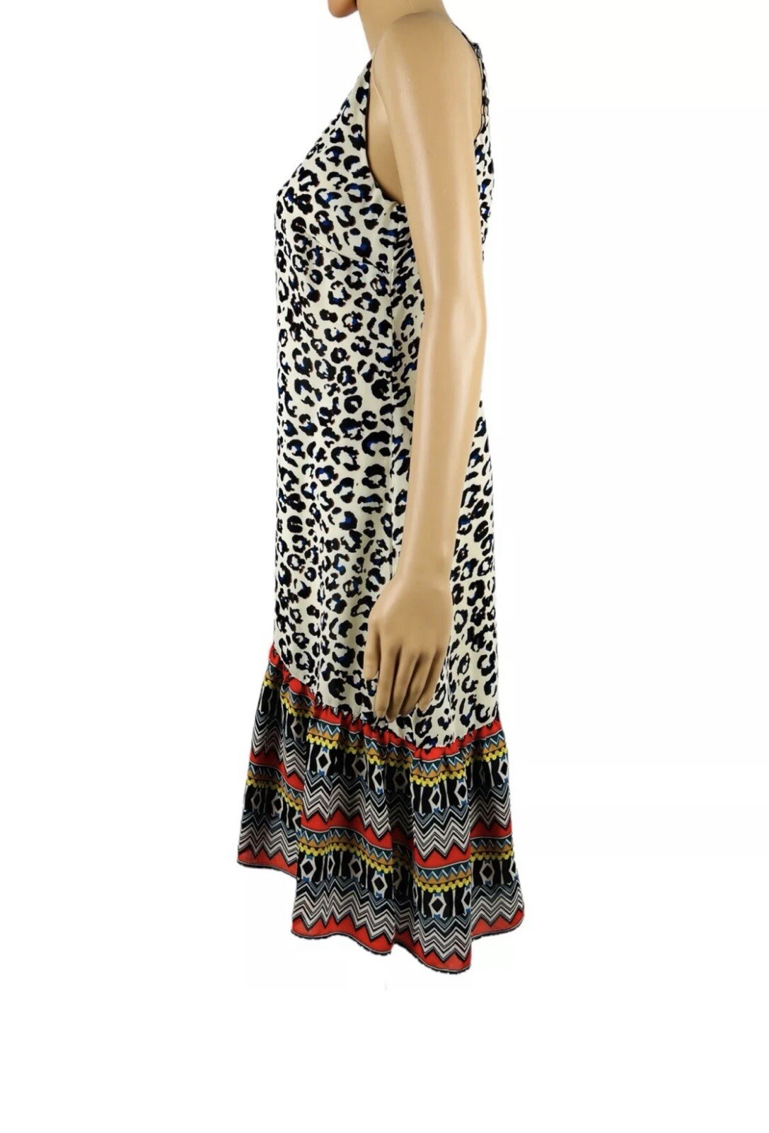 CAbi 5115 Safari Leopard Print Ruffle Slip Dress Size XS Animal Print Boho Lined