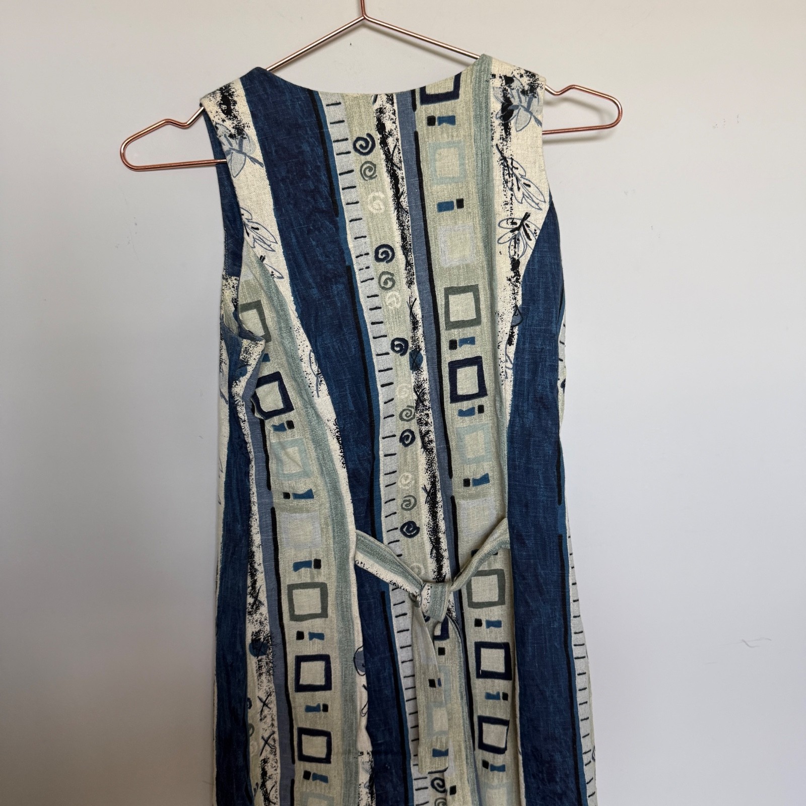 Vintage Knapp Studio Linen Maxi Dress Size 7 Button Down Retro Art to Wear 90s