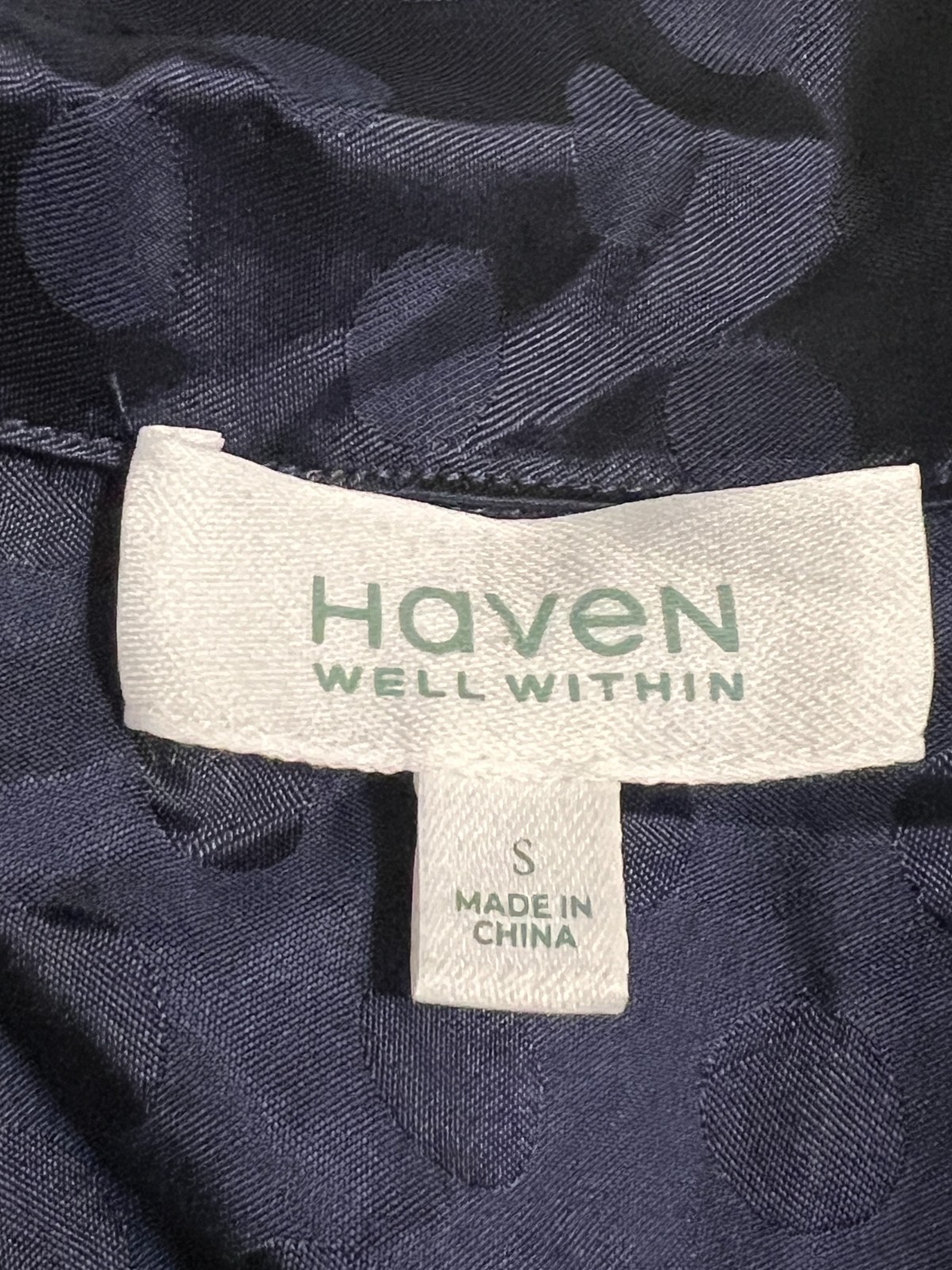 Haven Well Within Shift Dress Navy Polka Dot Jacquard Soft Viscose NWT Size S