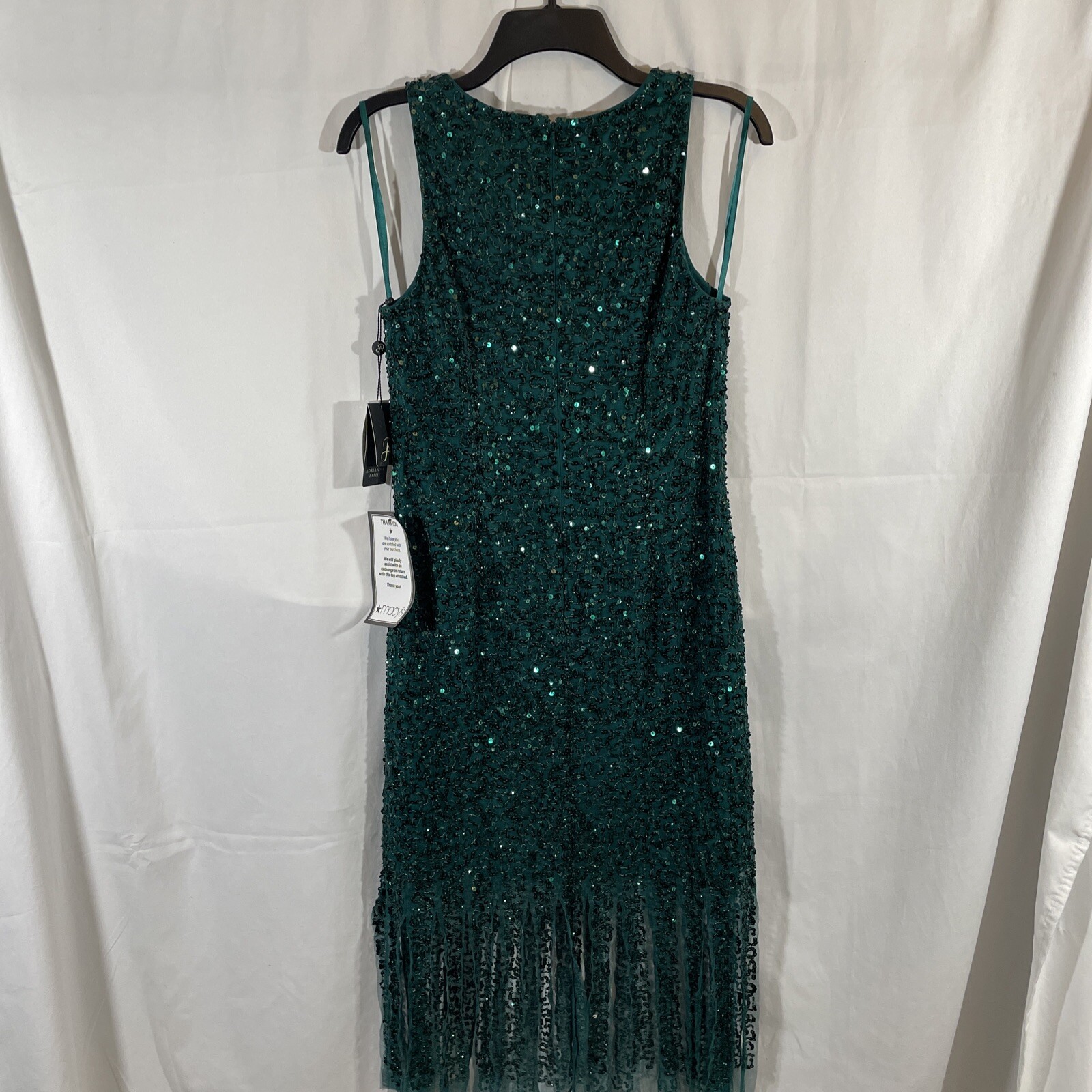 NWT Adrianna Papell [ 8 ] Beaded Short Dress in Dark Jade Green #G837