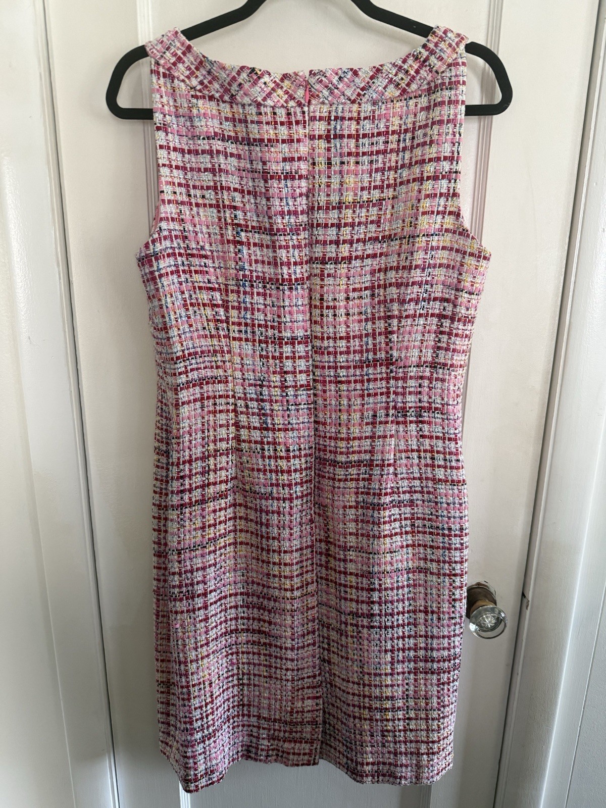 RSVP by Talbots Ribbon Tweed Shift Dress 10 Pink Gold Party Preppy Office Work