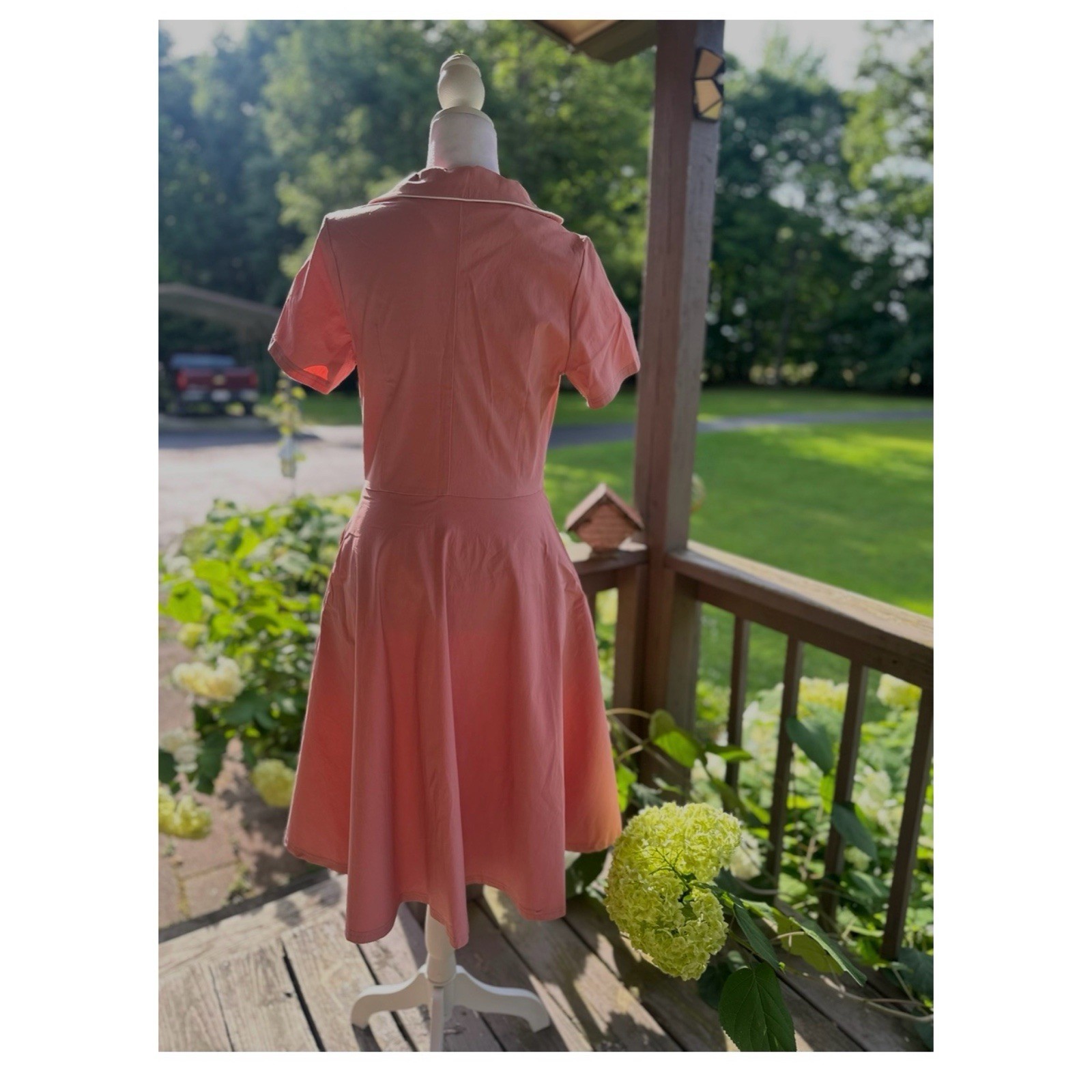 Gown Town NWT Salmon Pink Retro Rockabilly Swing Dress Size Large