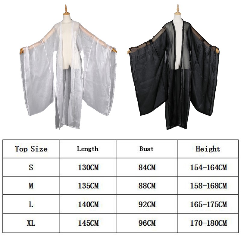 Hanfu Clothing Shiny Chiffon Cloak Wide Sleeved Coat Cape Chinese Costume
