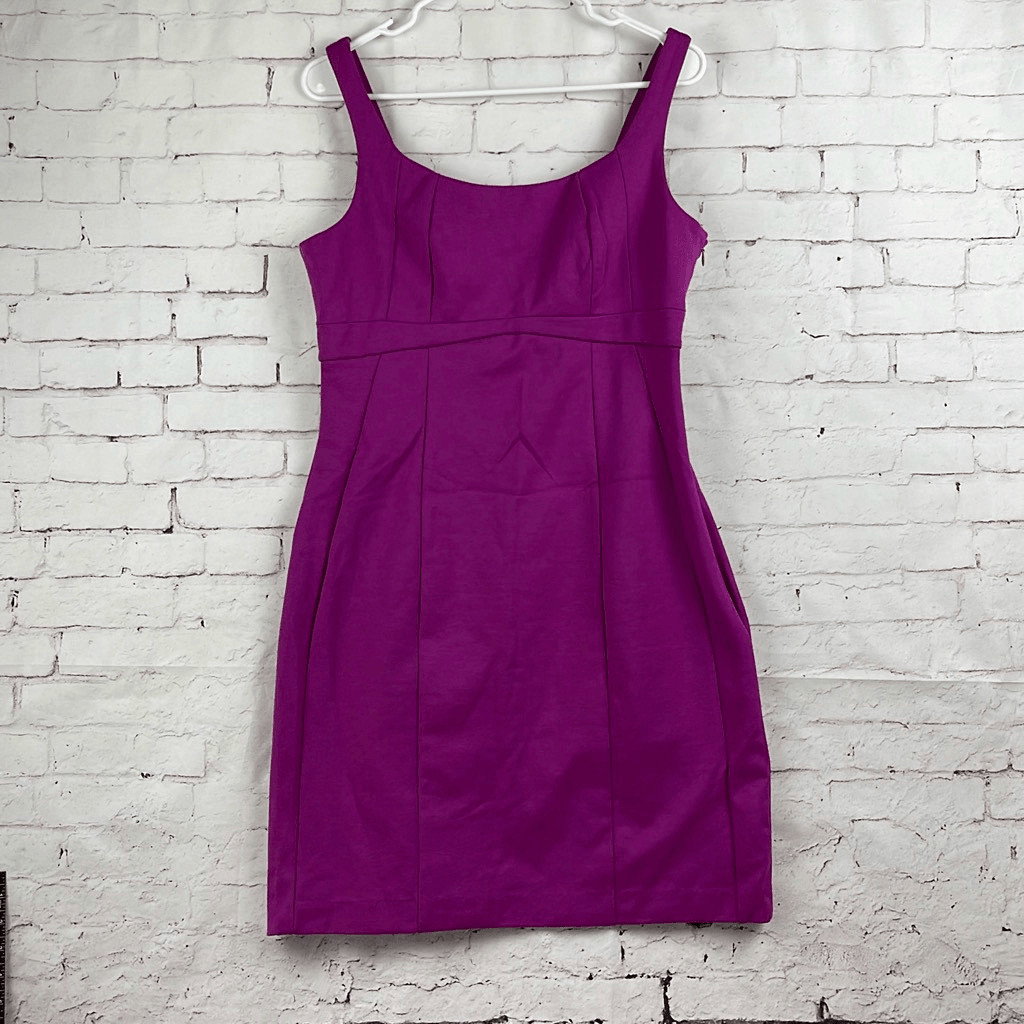 New York & Company Dress Womens 8 Mini Stretch Sleeveless Scoopneck Zip Purple