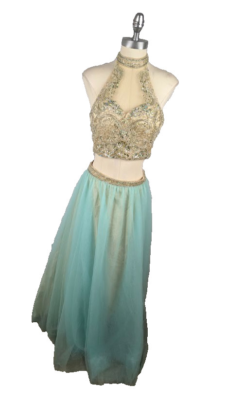 Say Yes to the Prom Juniors’ 2-pc. Embellished Ball Gown Mint Size 7/8 Cropped