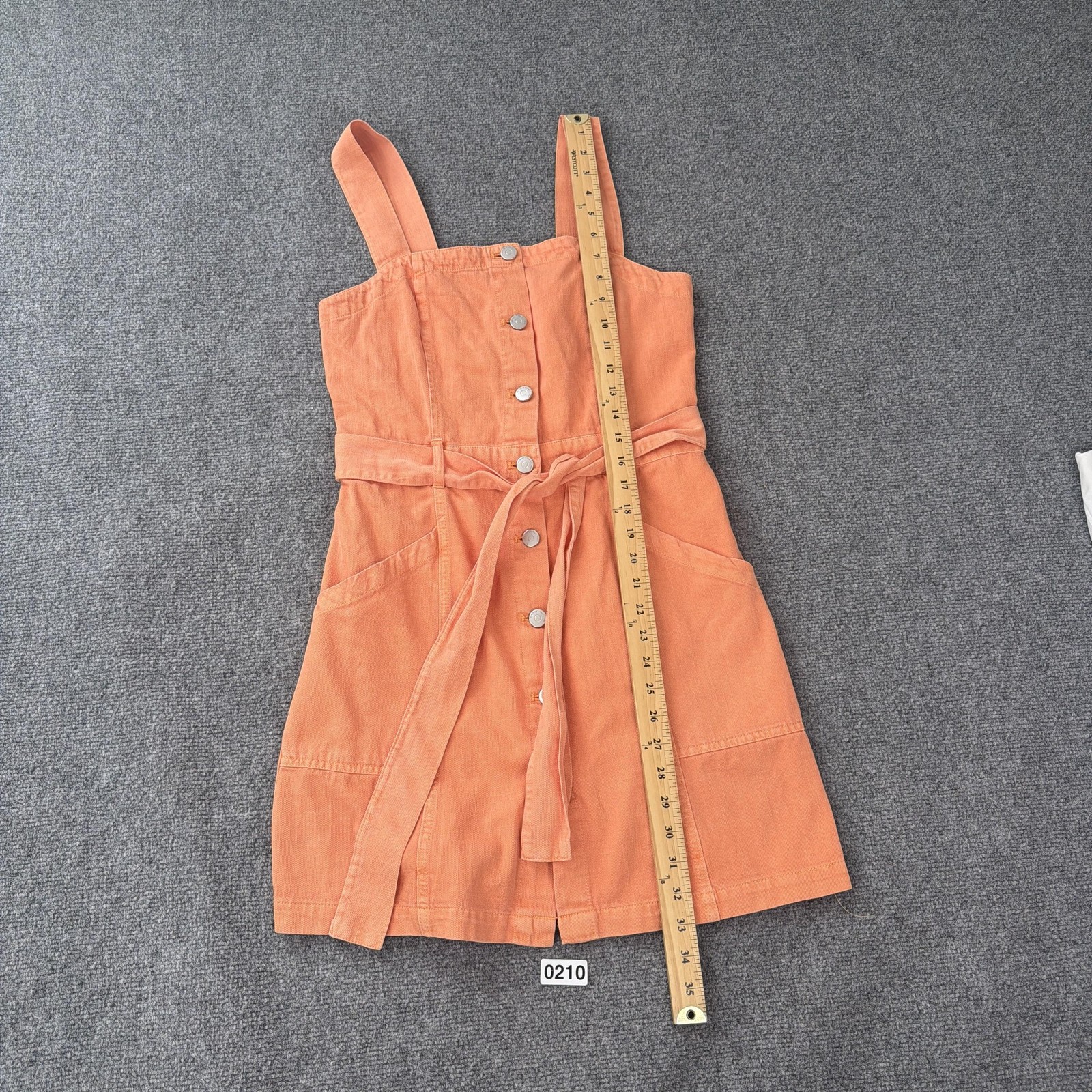 Habitual Dress Womens Small Orange Cotton Denim Smocked Overall Sundress Mini