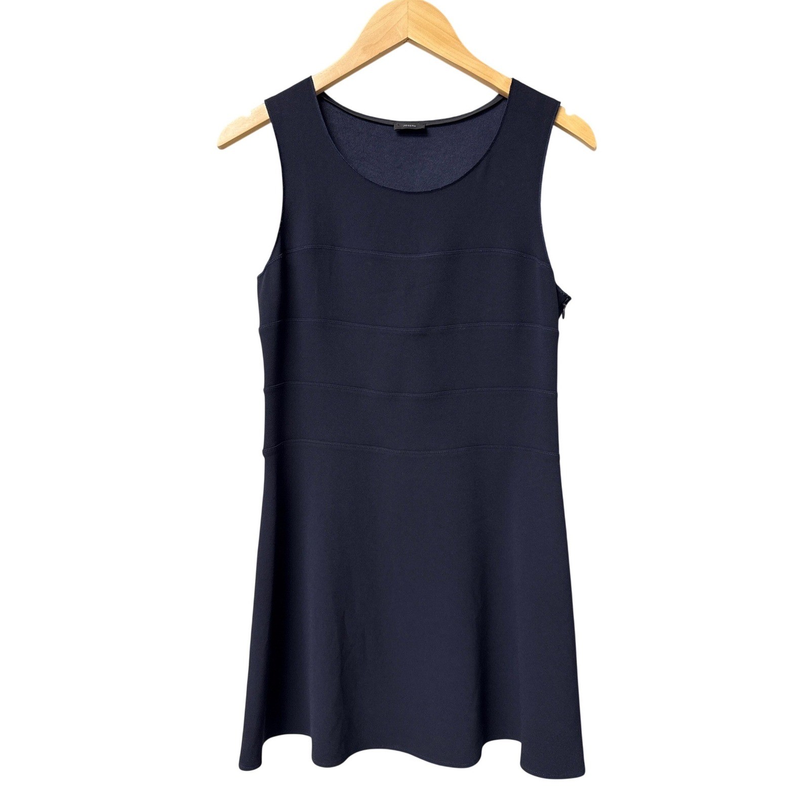 JOSEPH Mini Dress Women 38 Navy Blue Sleeveless Crepe Quiet Luxury ITALY Made