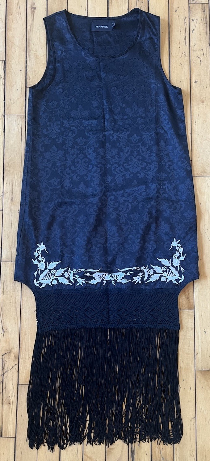 Minkpink Black Flapper Style Tank Dress With Tassels, Size L