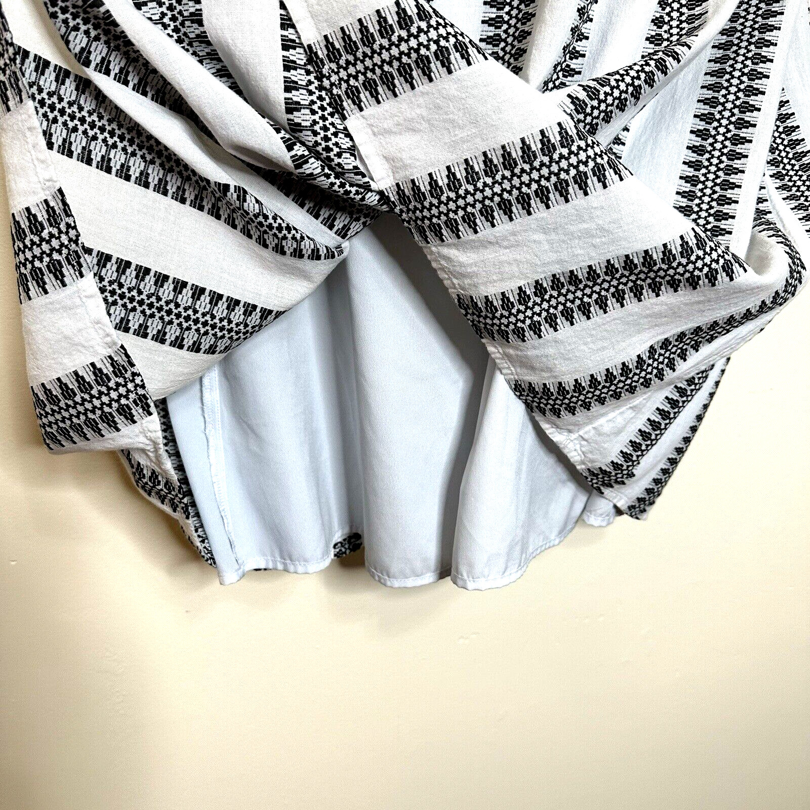 New Directions Black Gray Aztec Striped Petite Lined Shift Dress Women’s PXL