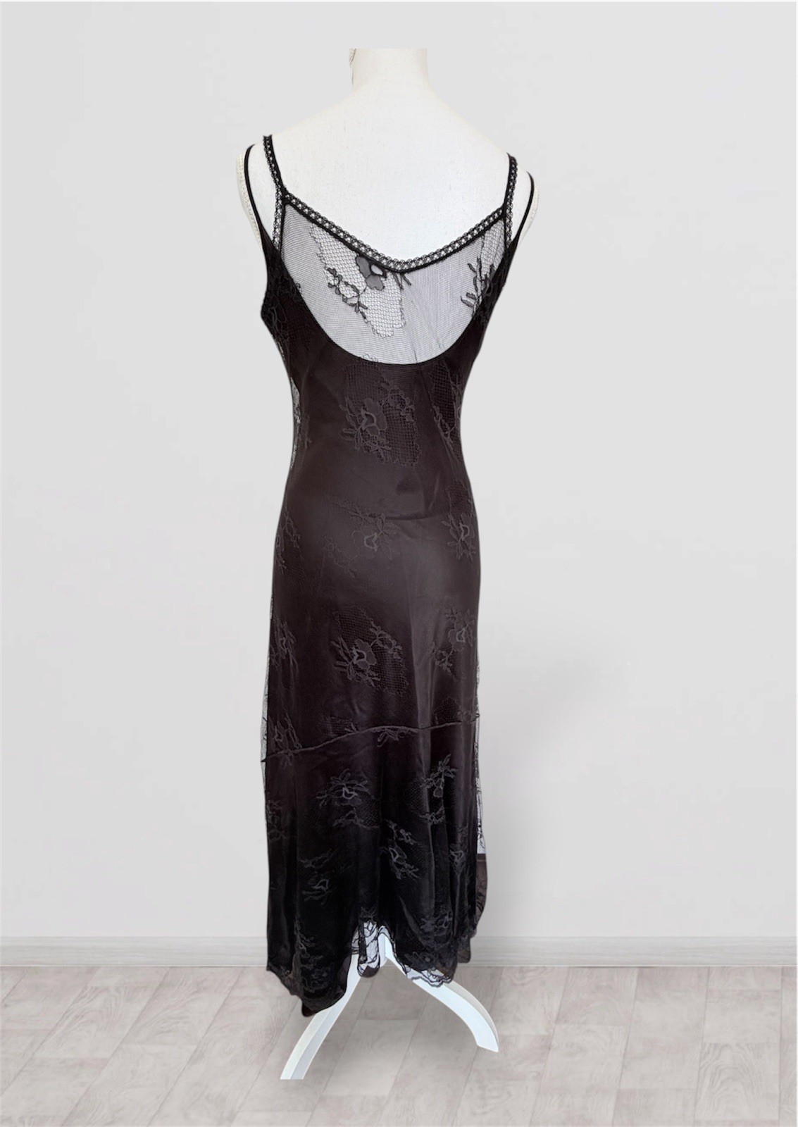 Vintage Max Studio 90s Whimsigoth Black Mesh Maxi Dress – Size M – MSSP