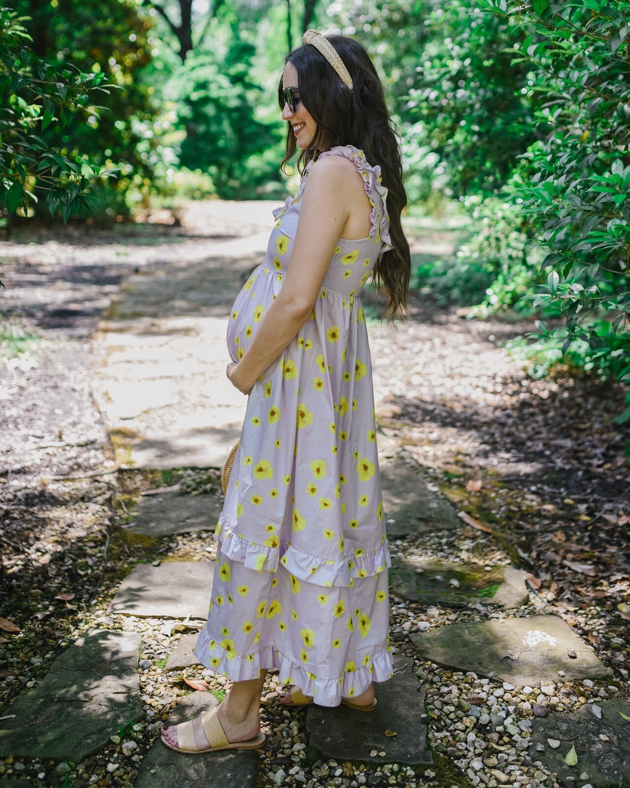 Hatch Maternity Women’s THE RAFAELA DRESS Lilac Poppy Cotton NEW