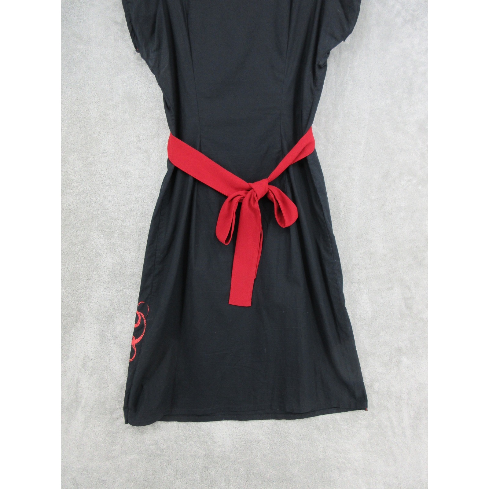 Matrushka Construction Dress Womens Large Octopus Attached Belt Art to Wear Red