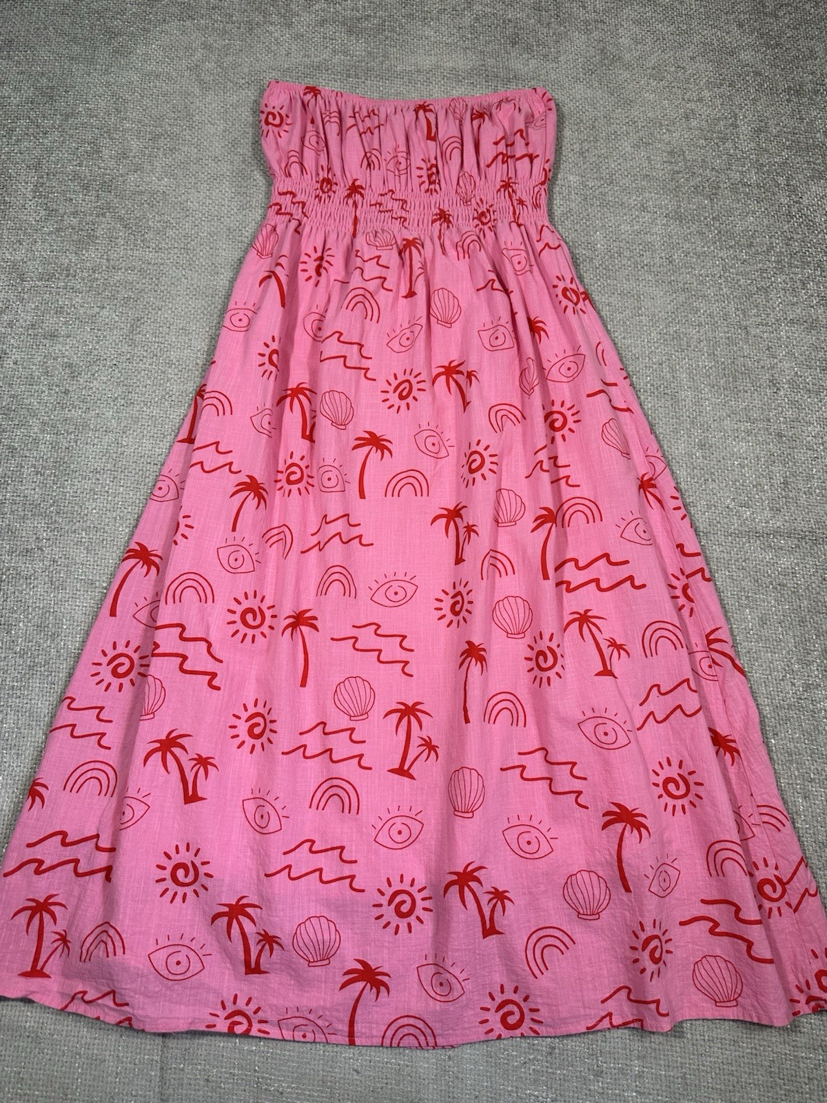 Billy J Dress Womens XL Pink Strapless Cotton Beach Vacation Resort Boho