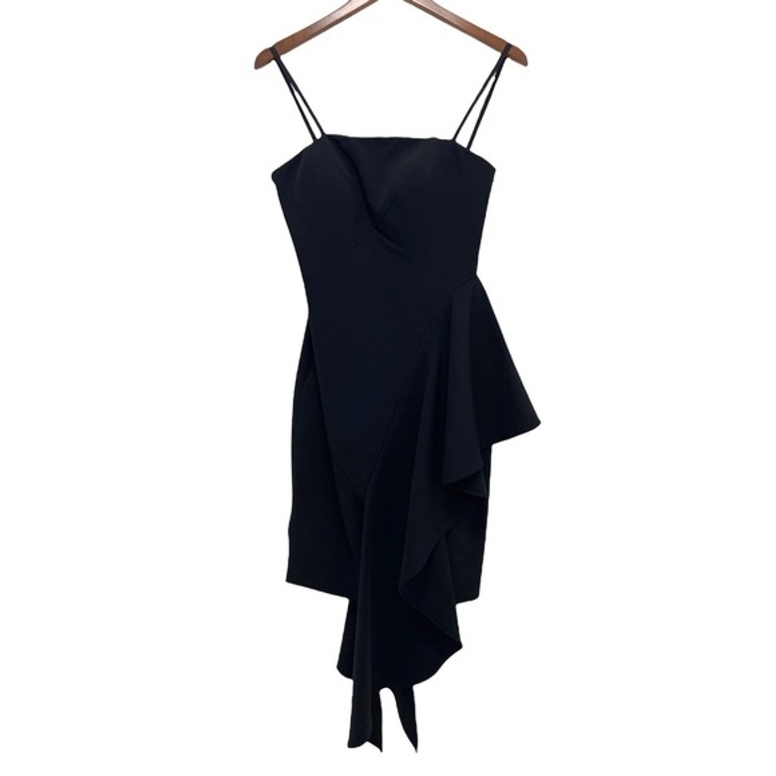 Milly Ruffle Spaghetti Strap Black Dress Stretch Cocktail Party Formal Size 0
