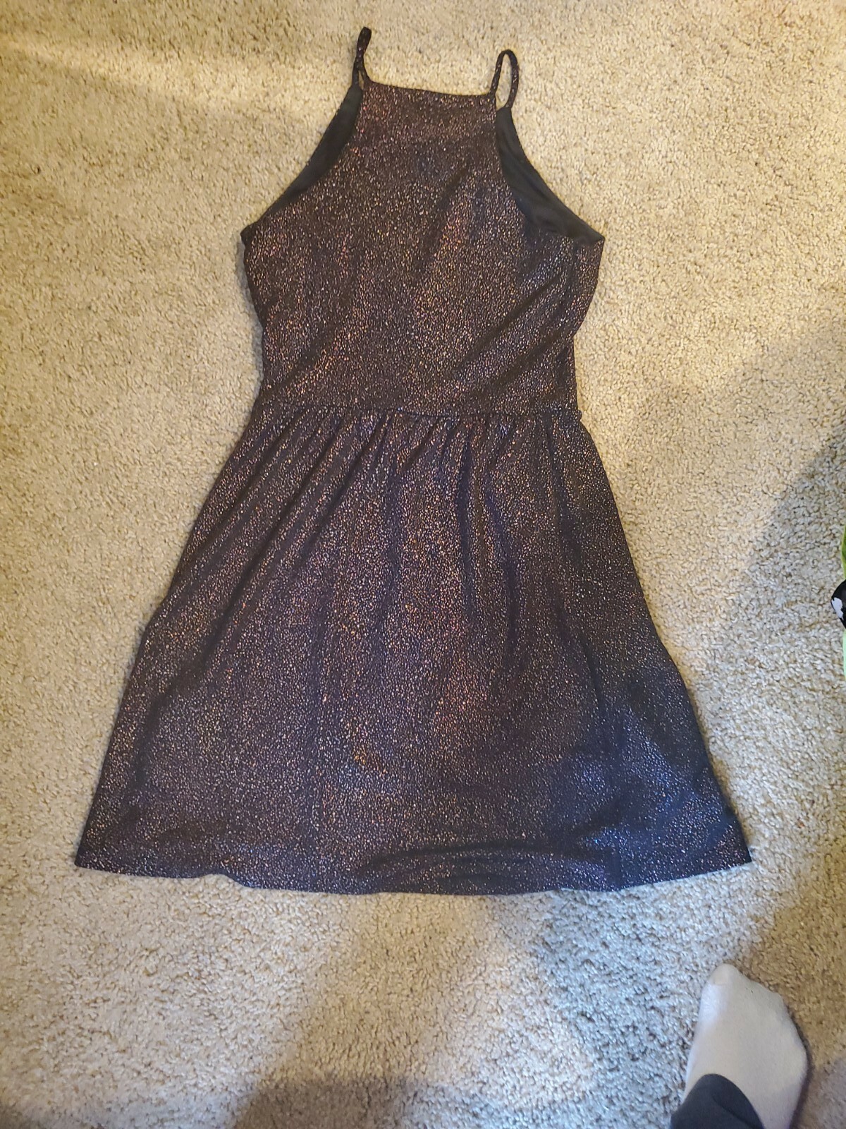 Candies Black and Copper Shimmer halter Dress Size S