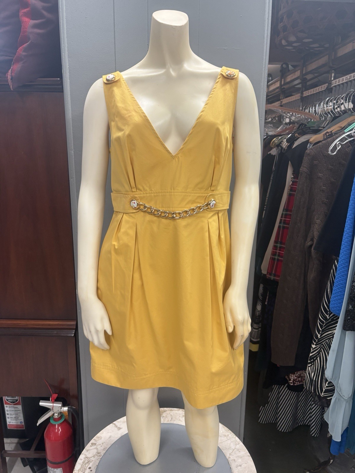 D&G Dolce & Gabbana Yellow Cotton Summer Dress With Pockets Button Chain 46