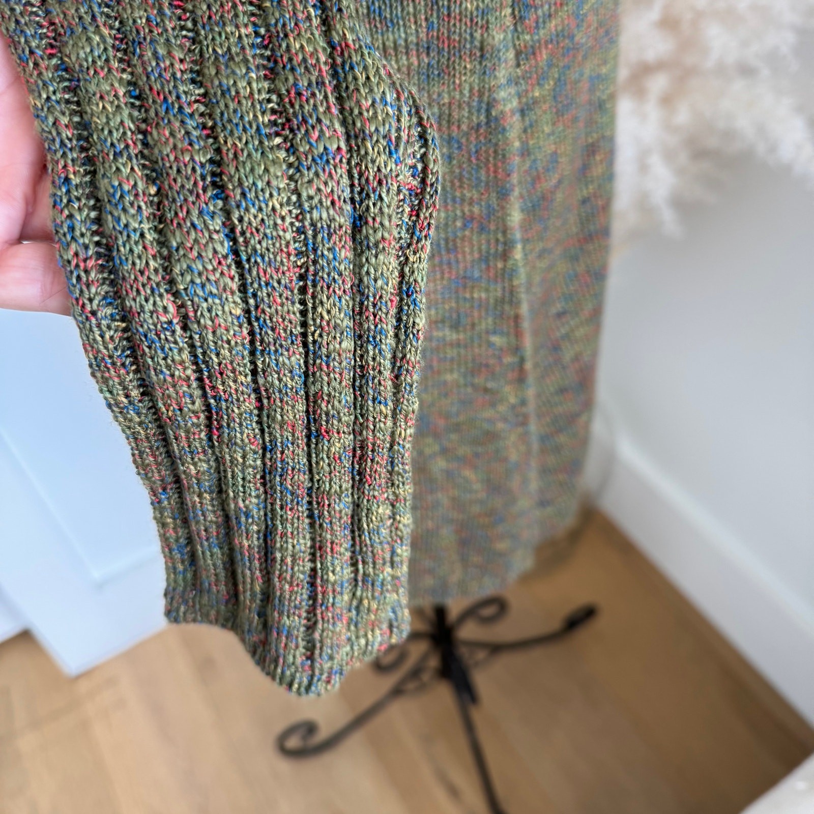 Revolve All The Ways Olivia Button Cardigan Knit Sweater Dress Olive Multi -Med