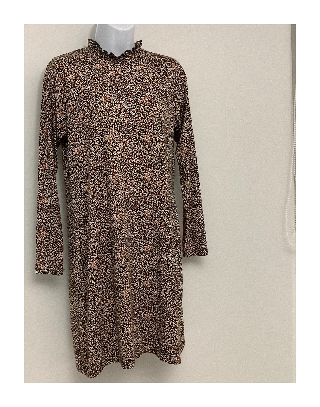 Pep & Co Animal Print Long Sleeve Mock Neck Mini Dress Size S UK 8-10 Pre-Owned