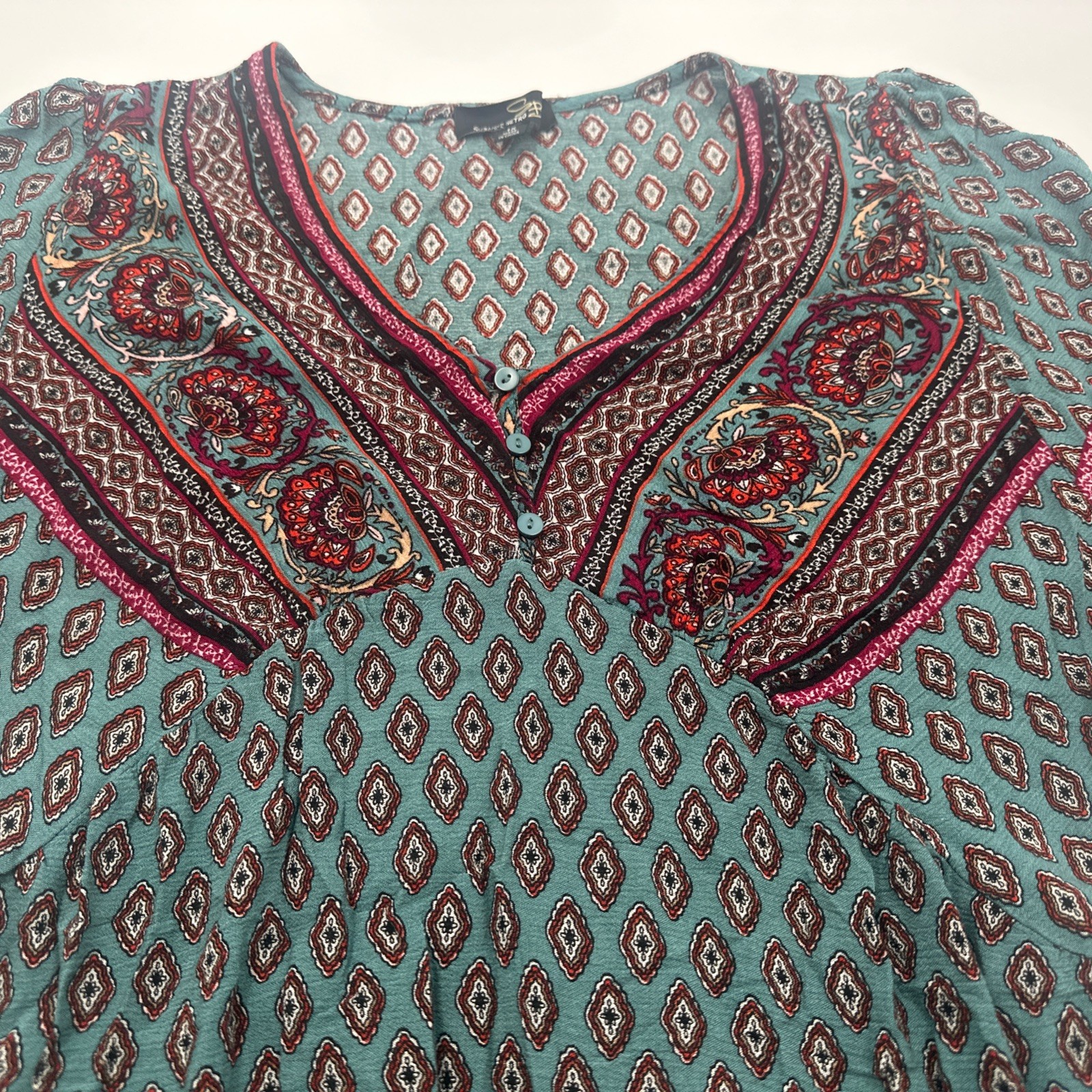 Suzanne Betro Boho Floral Paisley Kaftan Dress sz 1X(613)