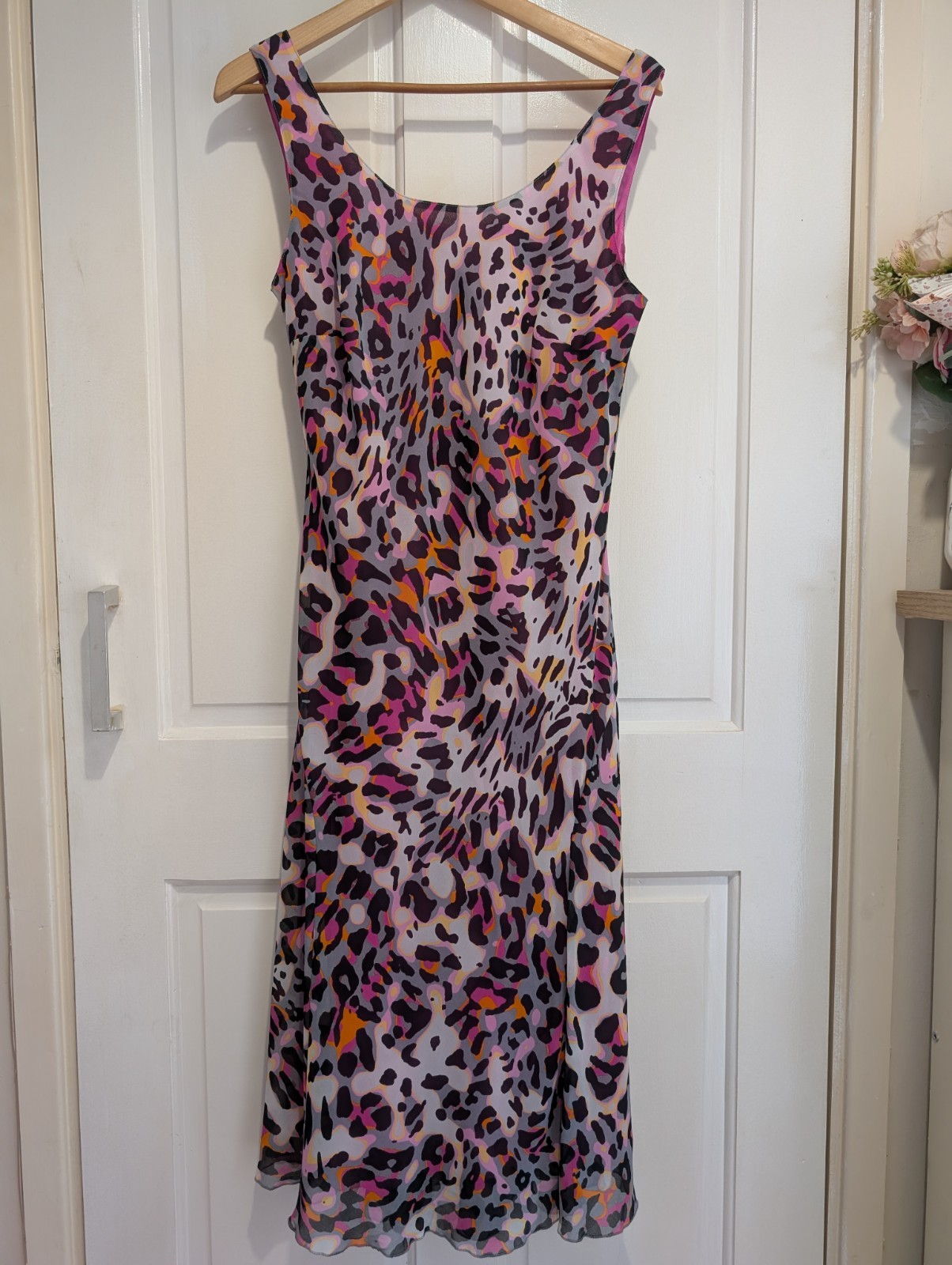 Per Una Cheetah Animal Print Summer Midi Slip Dress 14 Excellent Condition