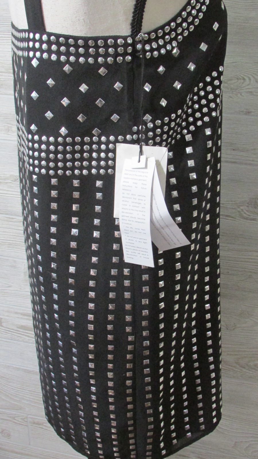 Susana Monaco Silver Studded Black Mini Dress 2 NWT Edgy Glam Indie Sleaze Cyber