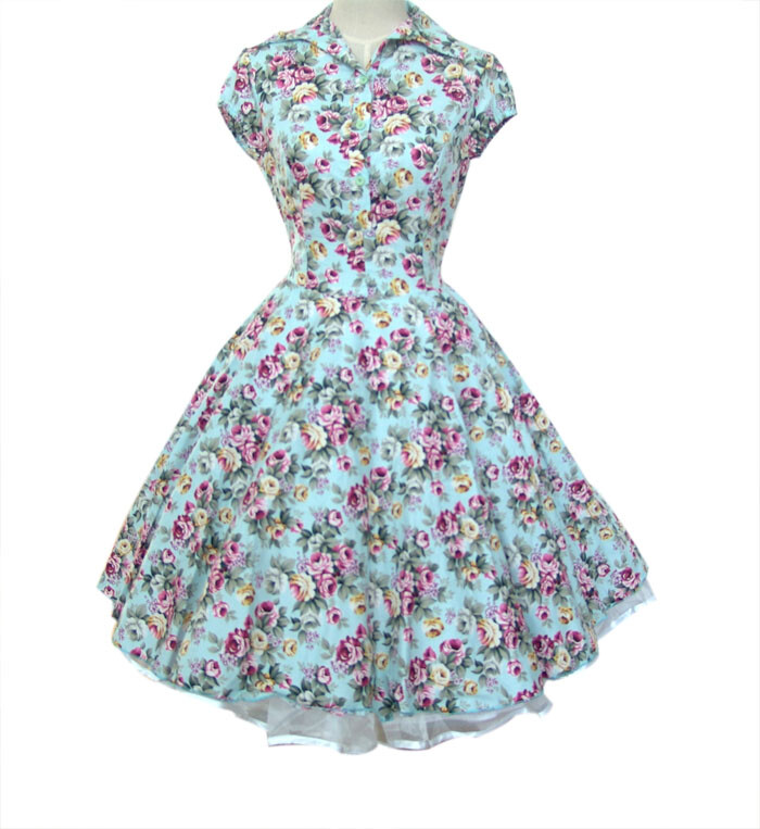 Vintage Hepburn Style 50s 60s 70s Retro Swing Rockabilly Dress Print Floral 6Col