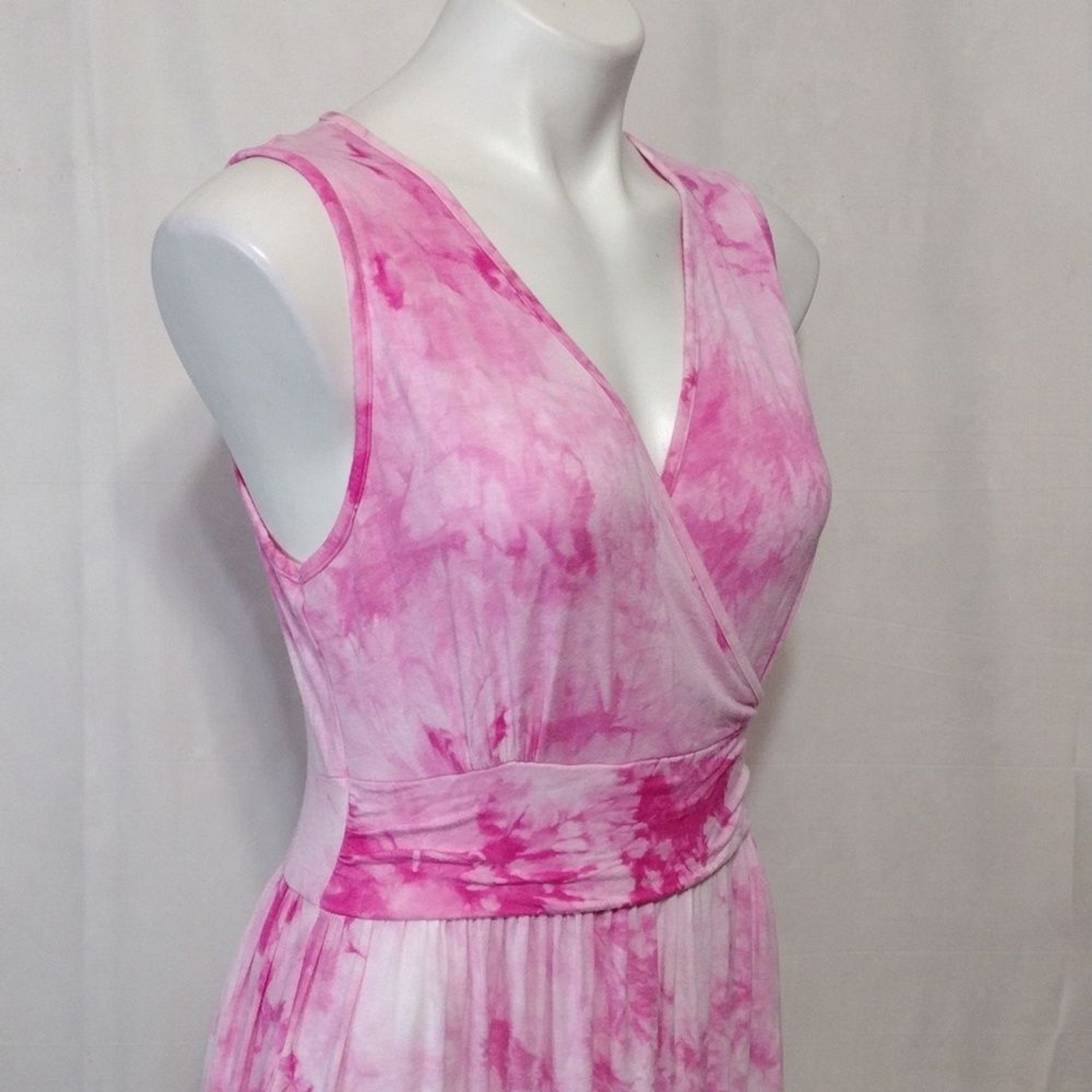 LILBETTER Pink Tie Dye Sleeveless Maxi Dress Beachwear Vacation Resort Medium