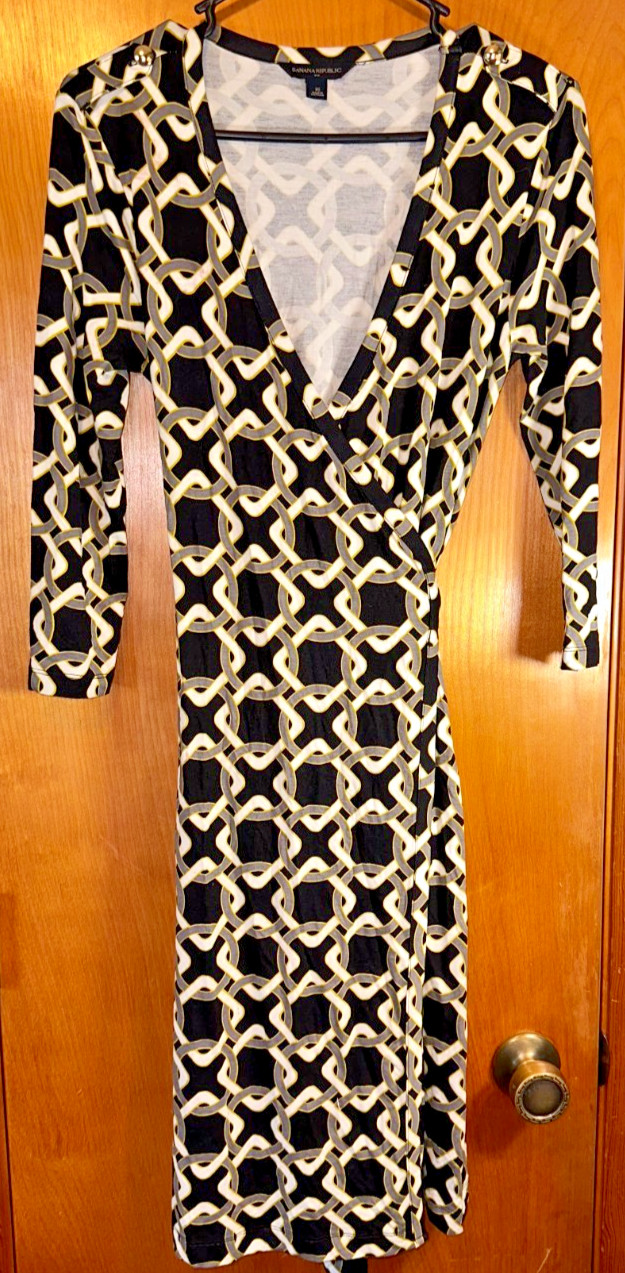 Banana Republic Chain Link Geometric Wrap Dress XS