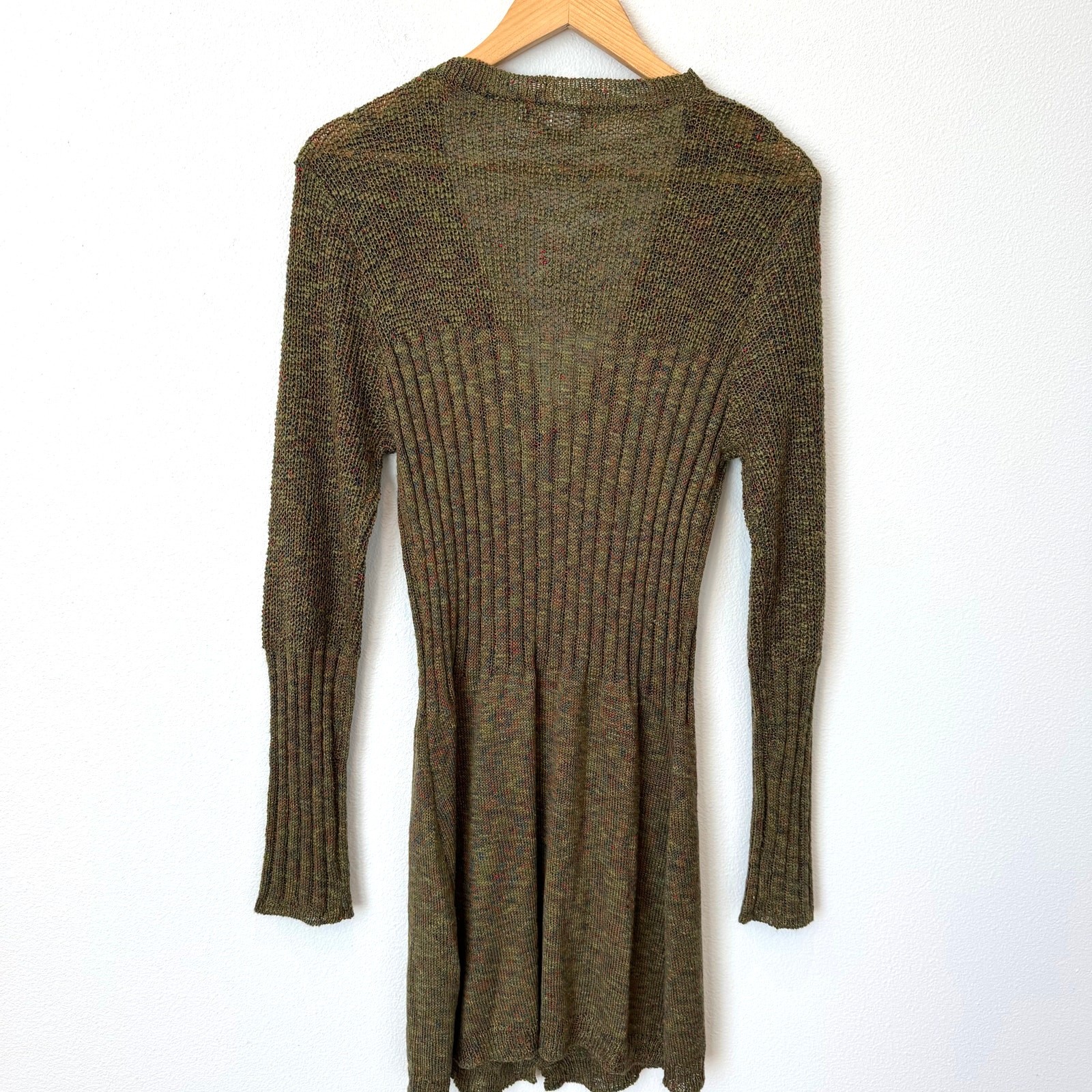 Revolve All The Ways Olivia Button Cardigan Knit Sweater Dress Olive Multi -Med