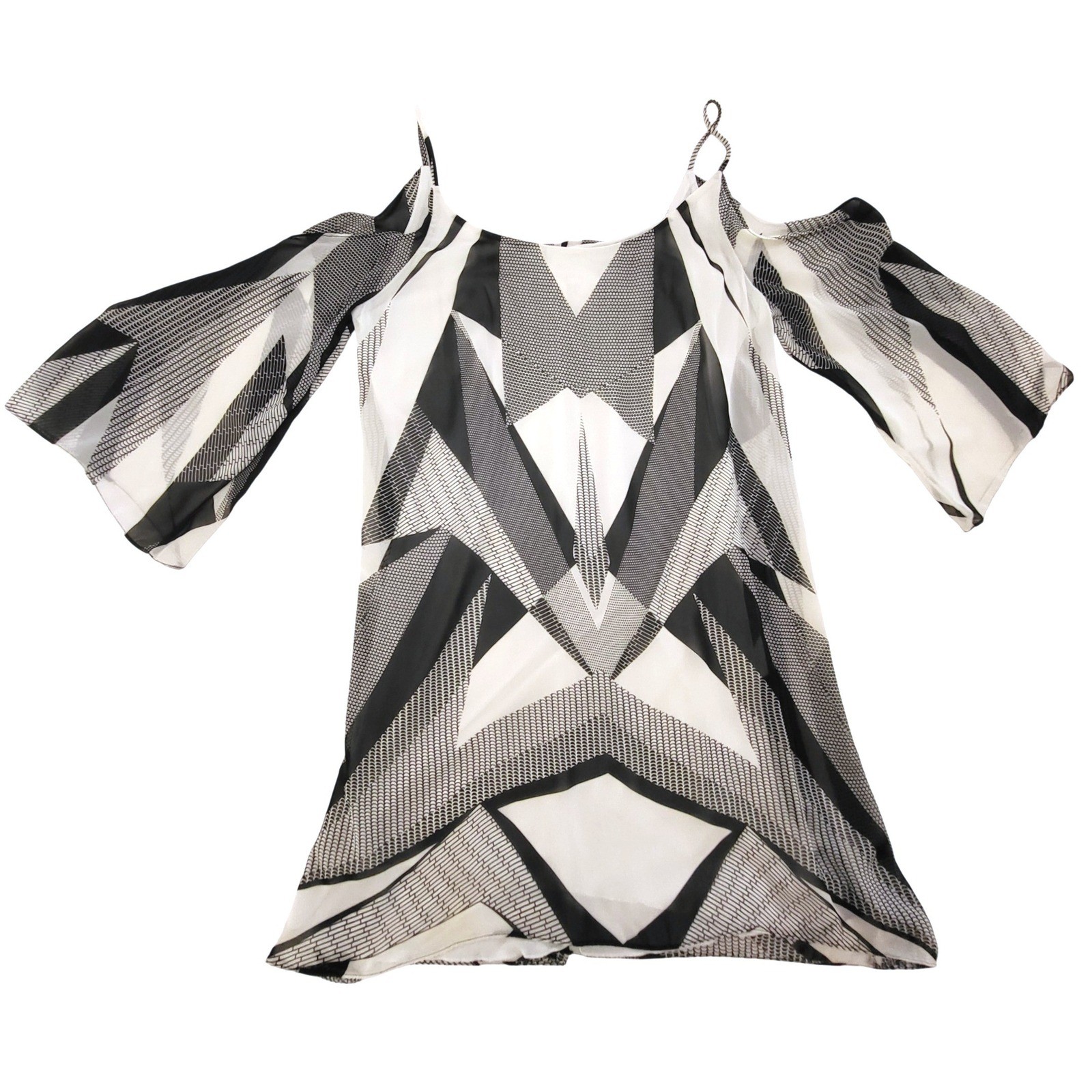 Bisou Bisou Michele Bohbot Boho Geometric Graphic Scoop 70s Retro Shift Dress 12