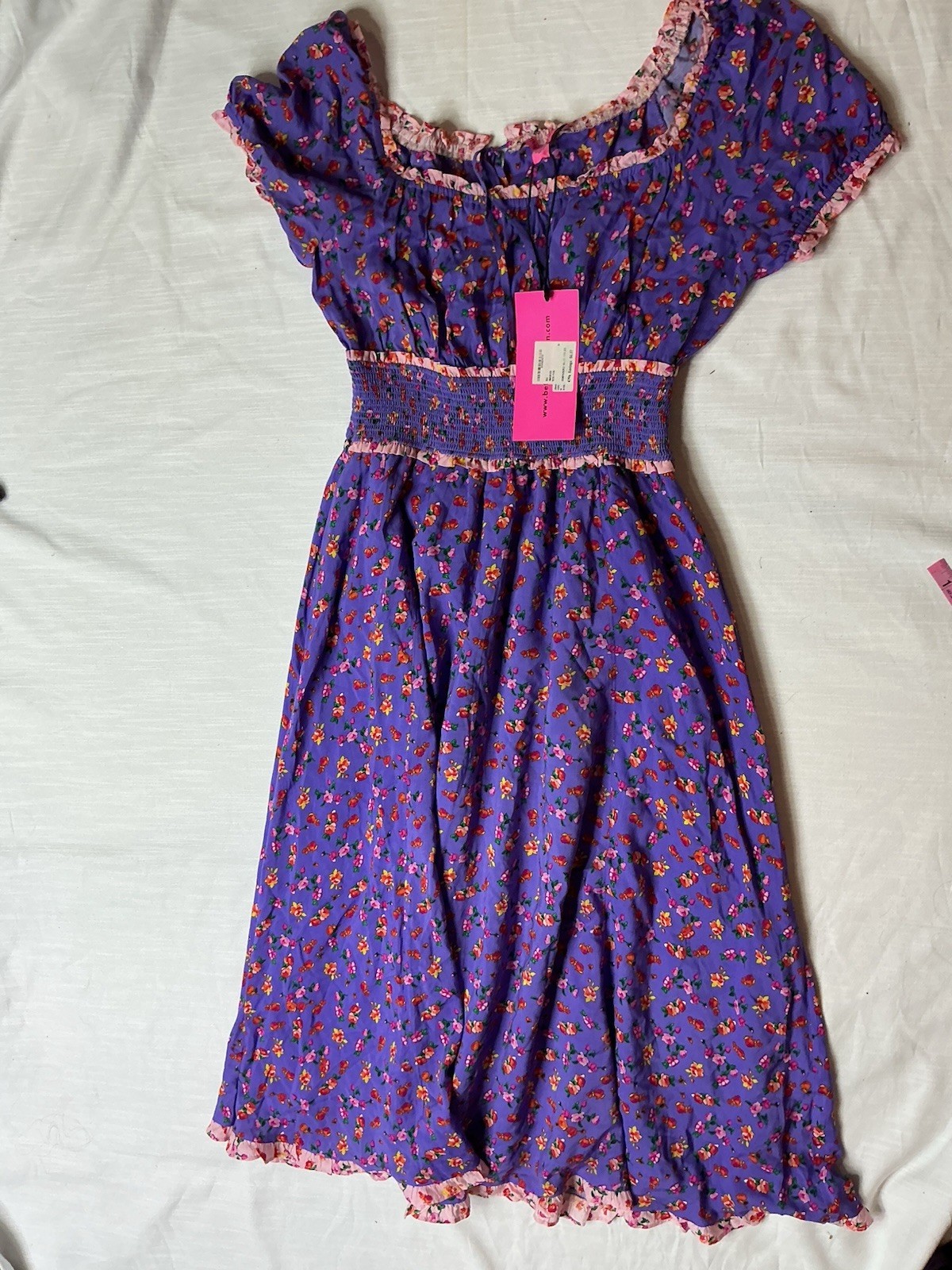 BETSEY JOHNSON Floral Smock-Waisted Maxi Dress SzM, Boho Cottagecore