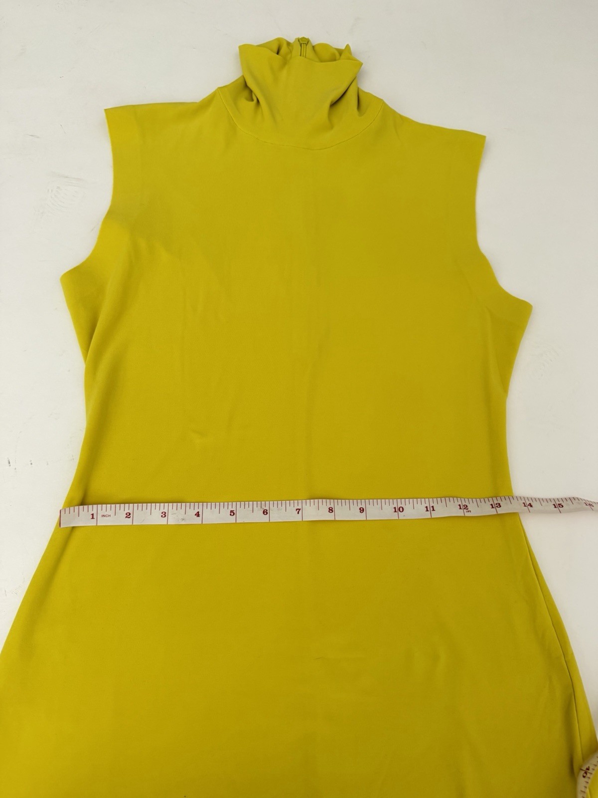 norma kamali Yellow Turtle Neck Stretch Sleeveless Dress S Party Bodycon